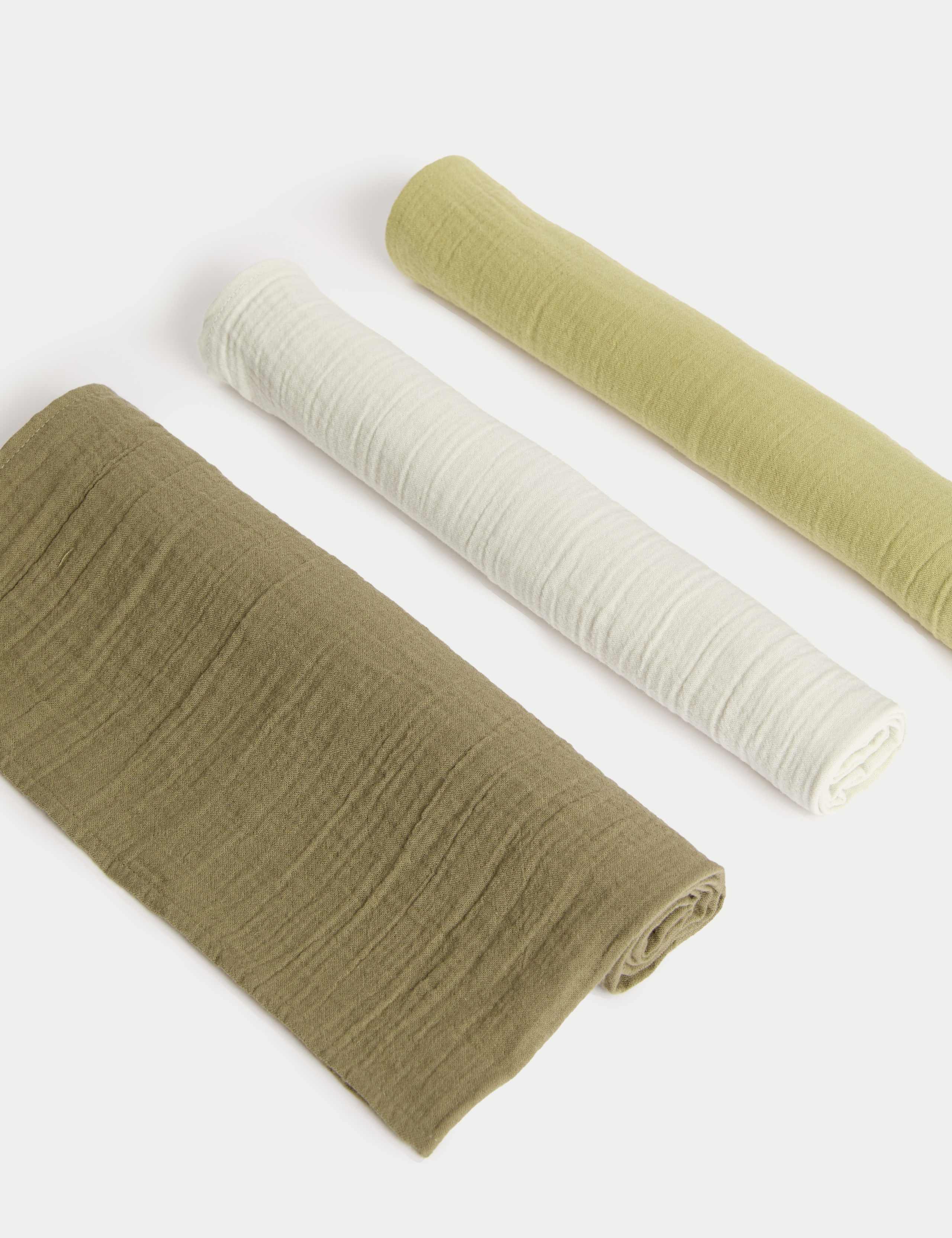 3pk Pure Cotton Muslins 1 of 2
