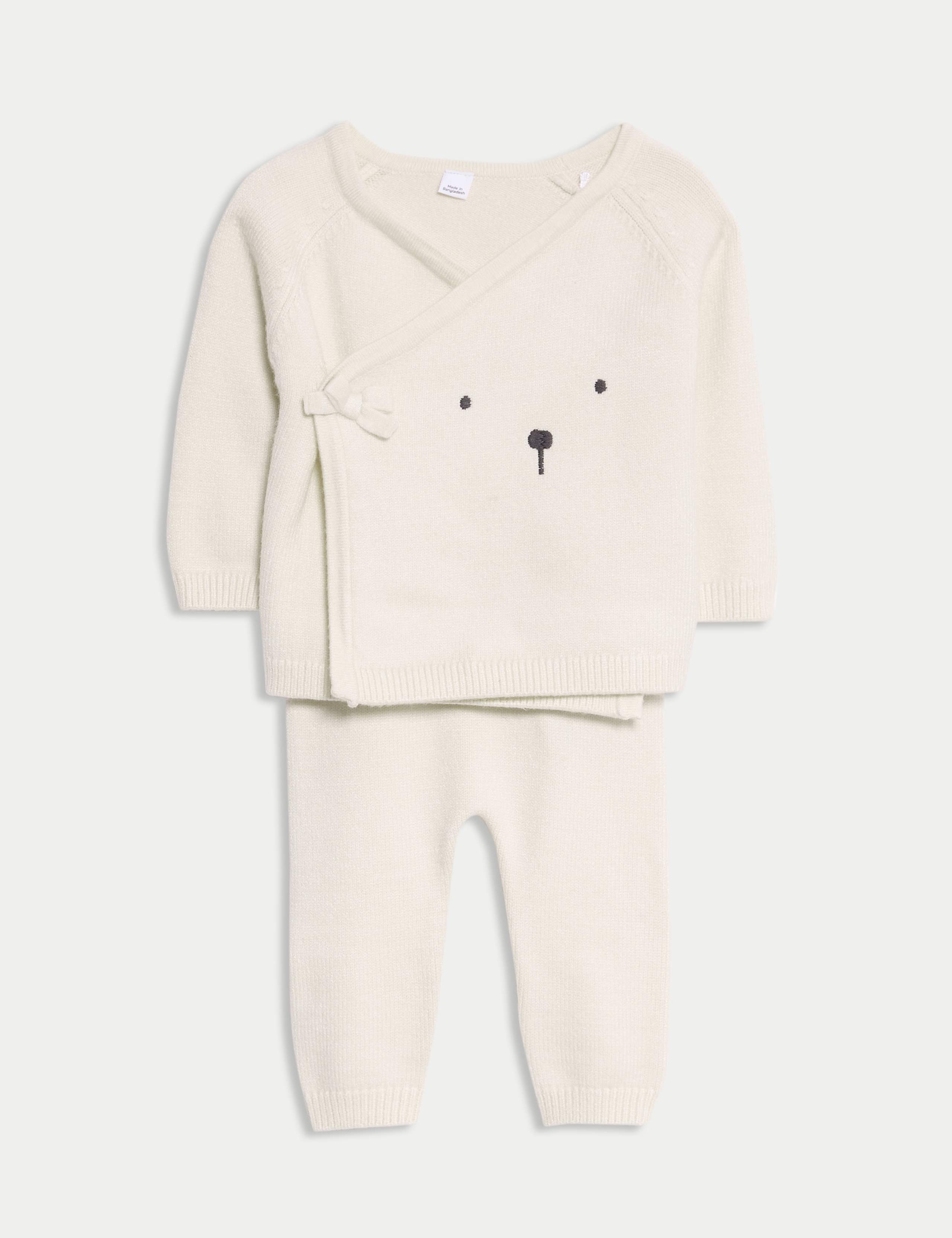 2pc Knitted Bear Wrap Outfit (0-12 Mths) 1 of 6