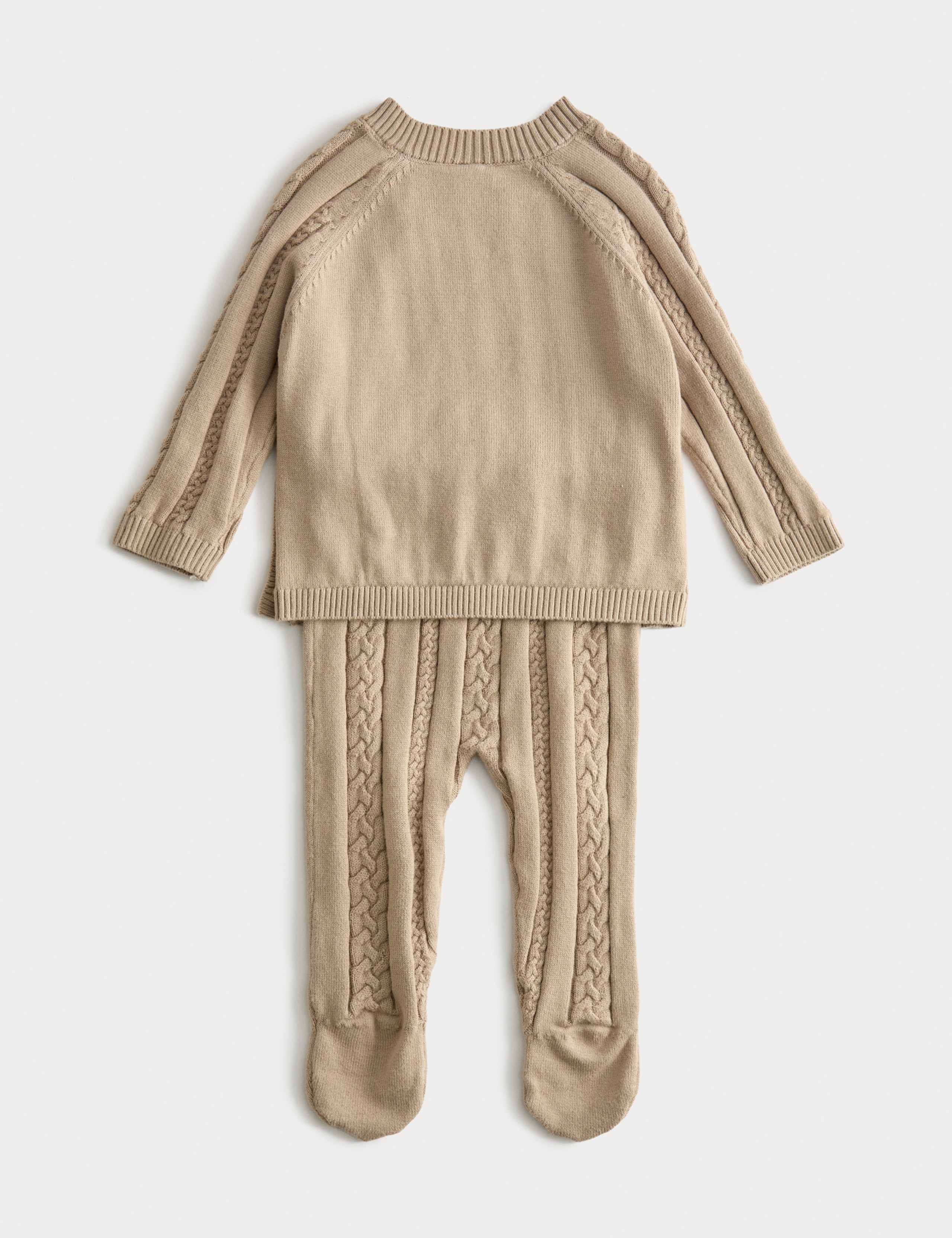 2pc Pure Cotton Knitted Crawler Outfit (0-12 Mths) 2 of 3
