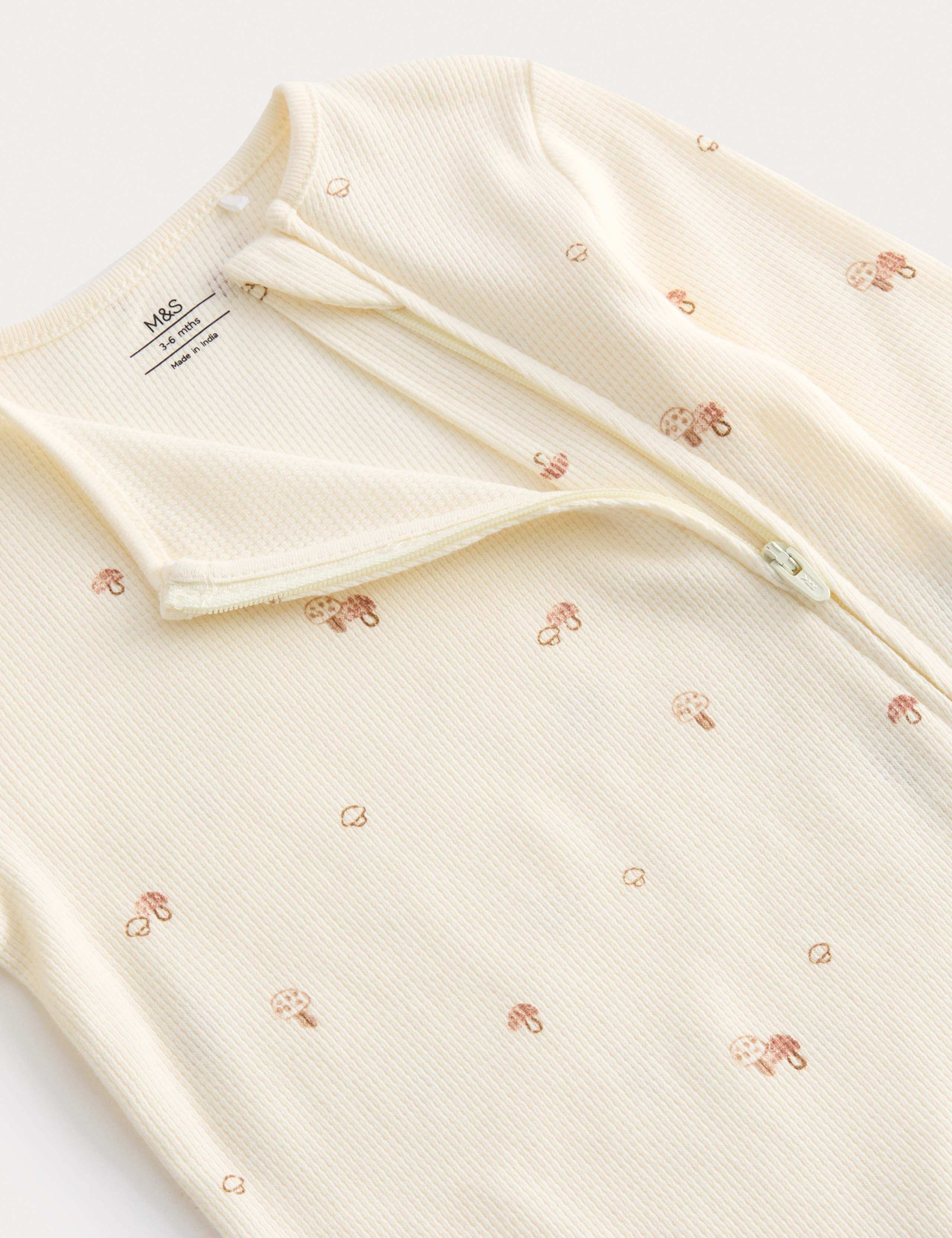 3pk Pure Cotton Acorn Print Zip Sleepsuits (0-3 Yrs) 2 of 3
