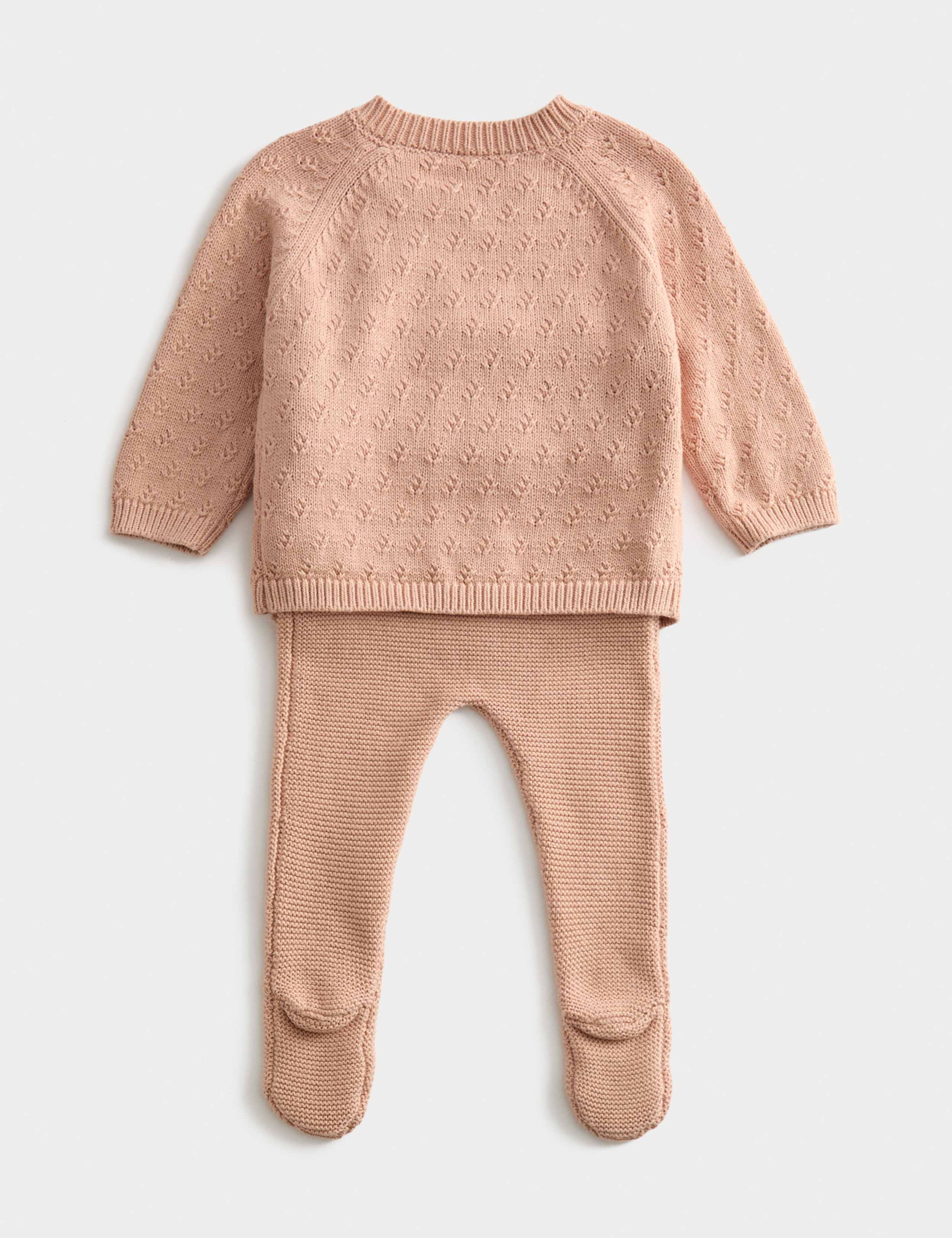 2pc Pure Cotton Knitted Crawler Outfit (0-12 Mths) 2 of 3