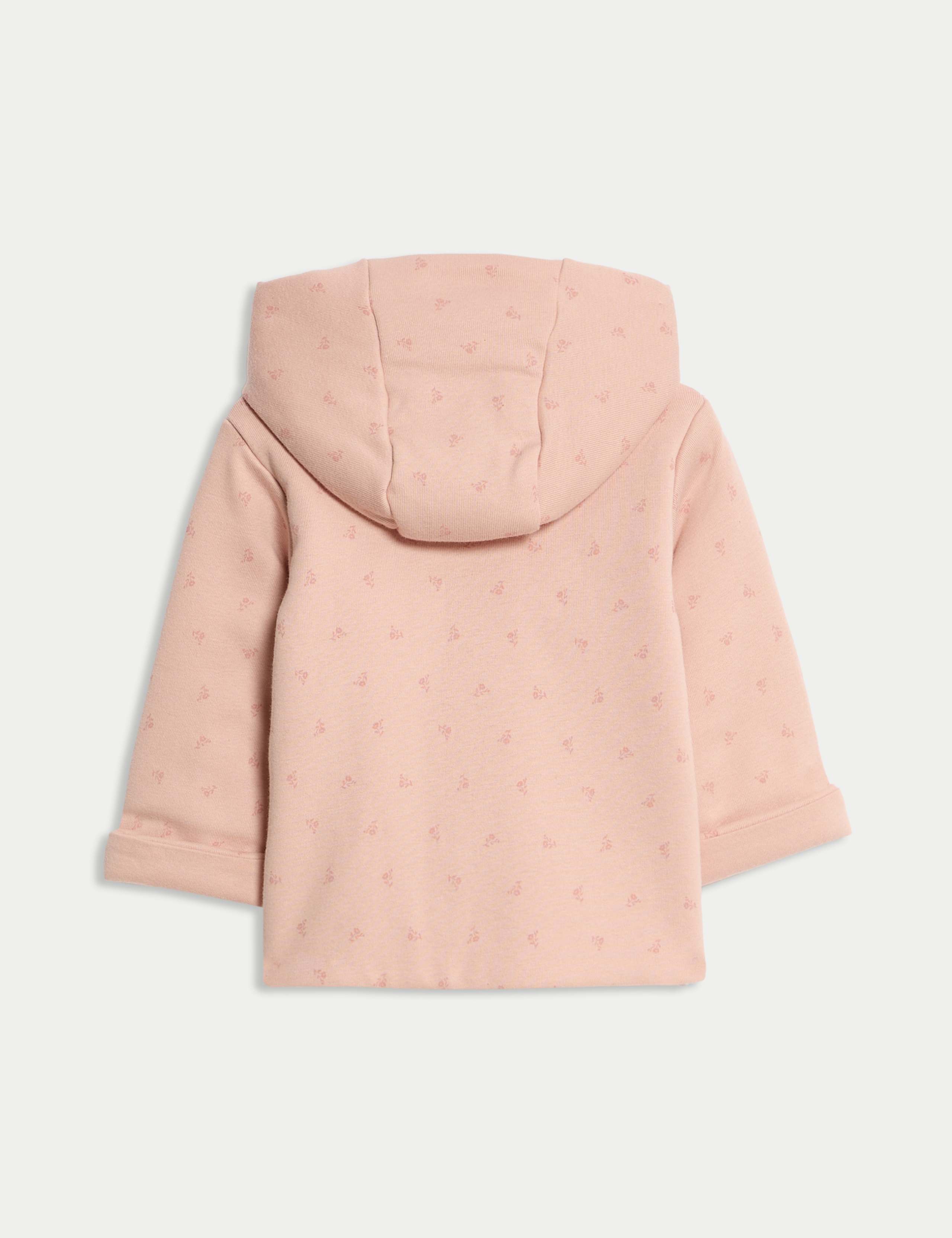 Pure Cotton Floral Wadded Jacket (0-12 Mths) 2 of 3