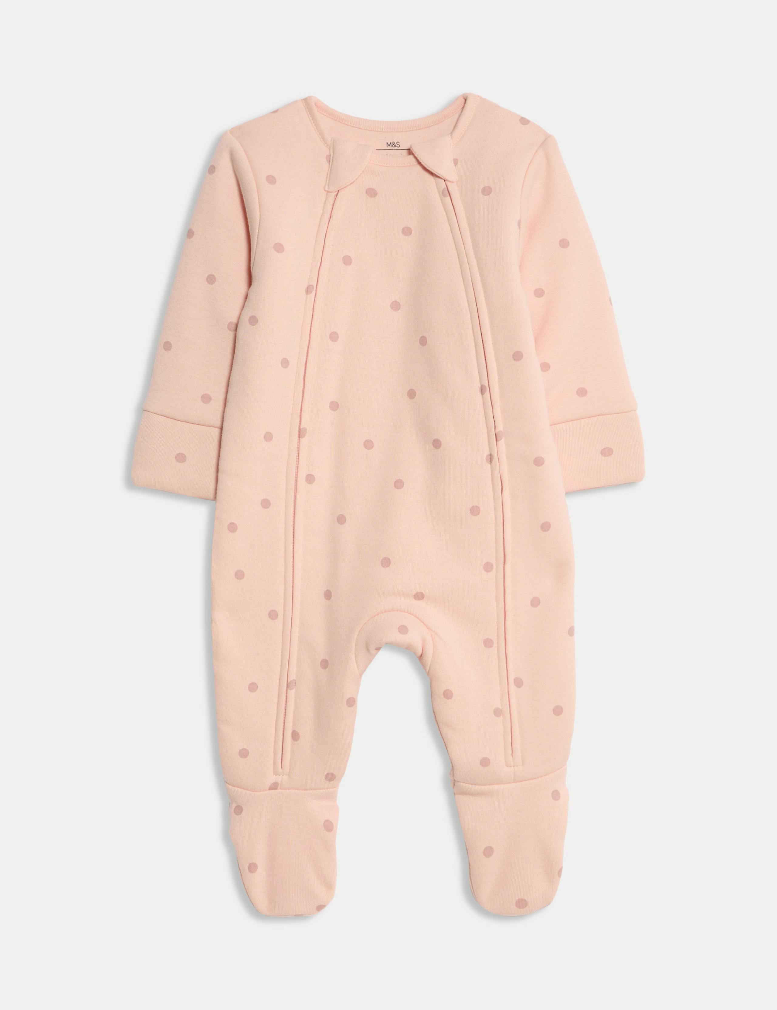 Pure Cotton 2.5 Tog Double Zip Sleepsuit (0-12 Mths) 1 of 3