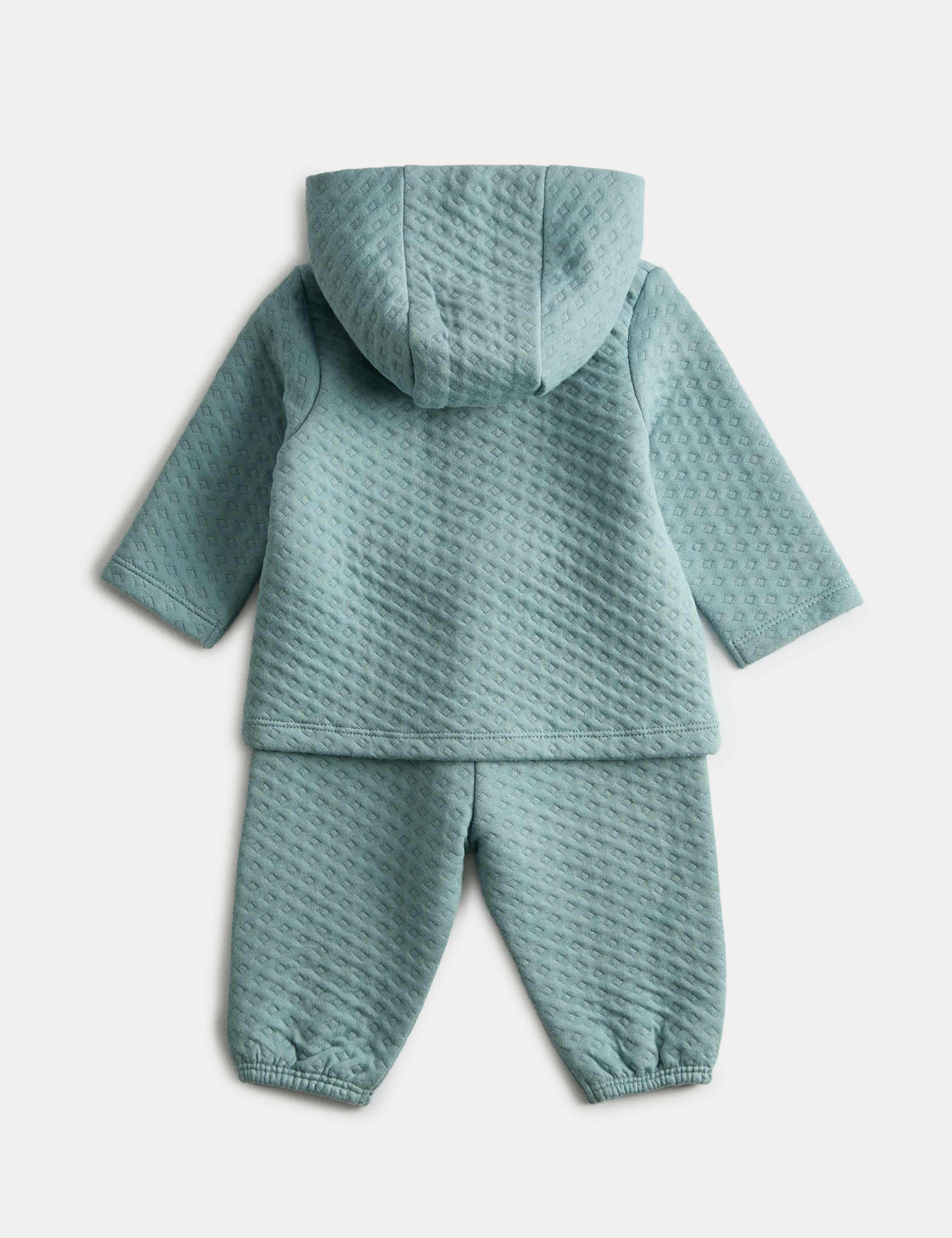 2pc Cotton Rich Quilted Hooded Wrap Outfit (0-12 Mths) 2 of 4