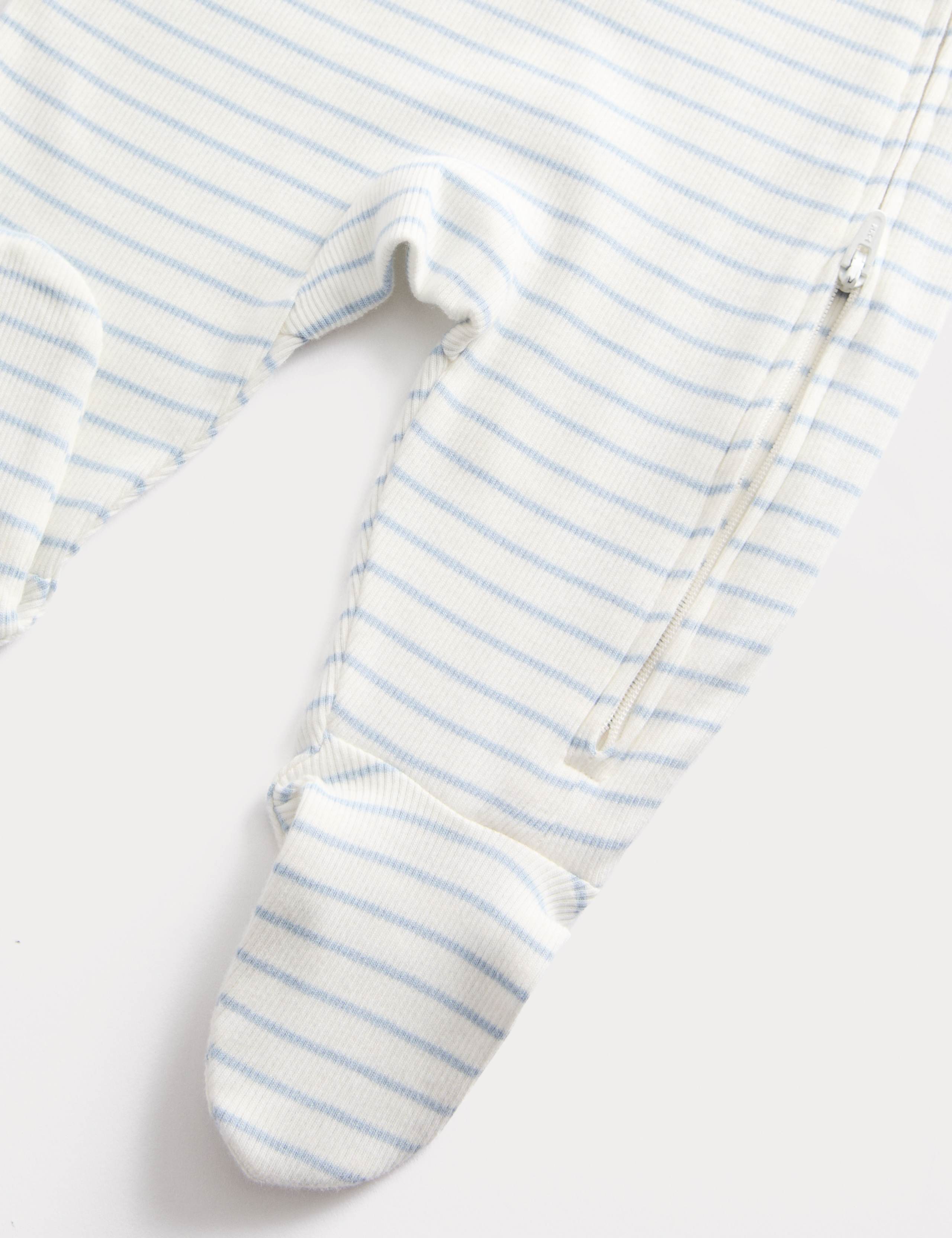 3pk Cotton Rich Ribbed Sleepsuits (0-3 Yrs) 3 of 3