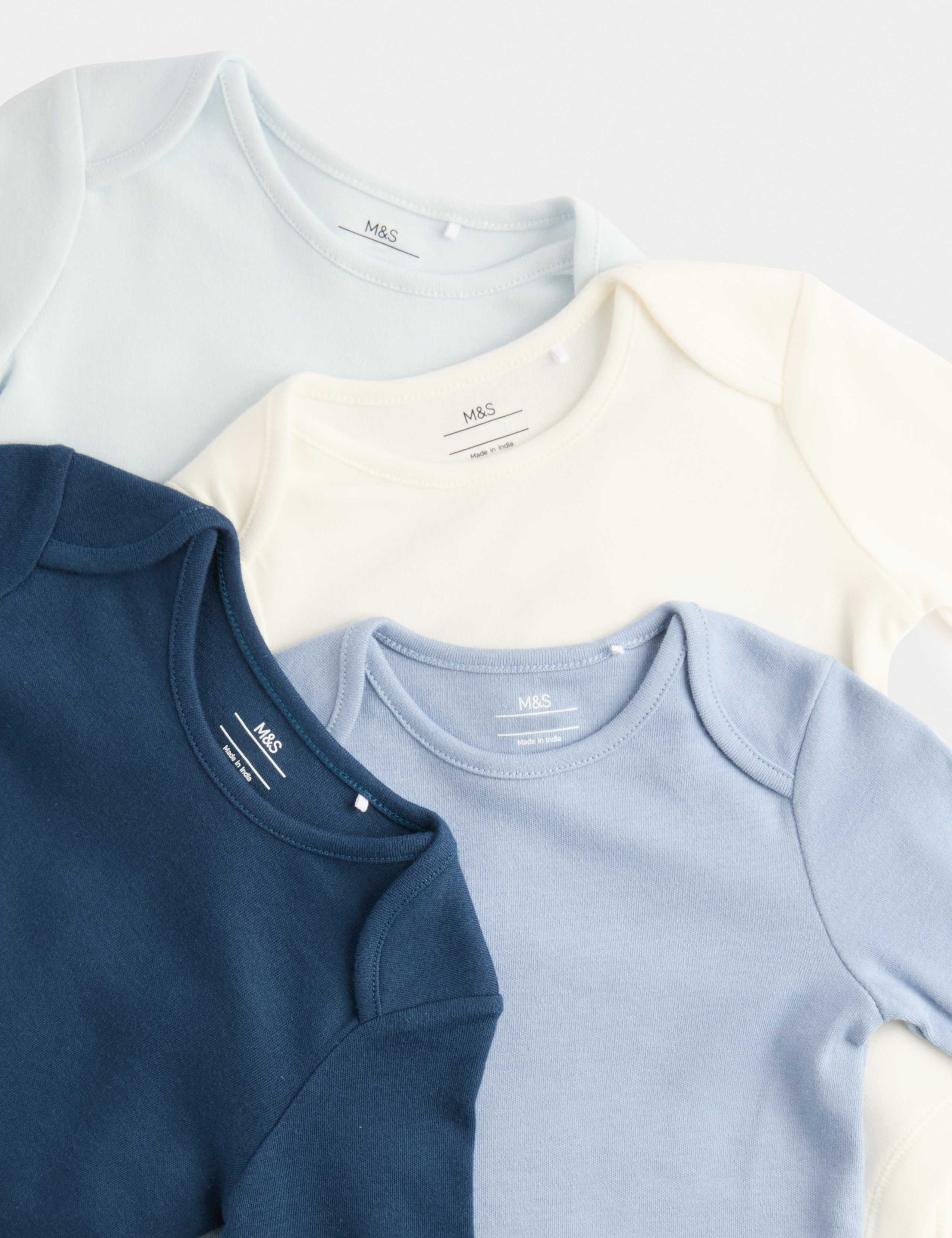 5 Pack Pure Cotton Long Sleeve Bodysuits (0-3 Yrs) 2 of 3