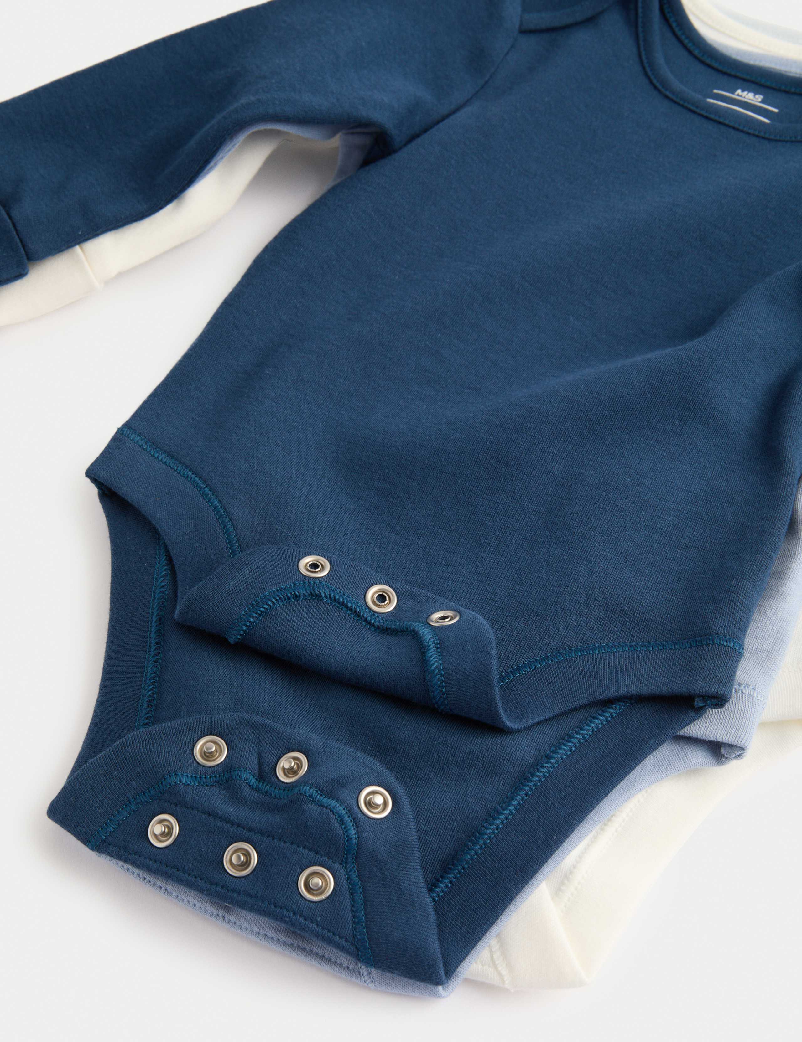 5 Pack Pure Cotton Long Sleeve Bodysuits (0-3 Yrs) 3 of 3