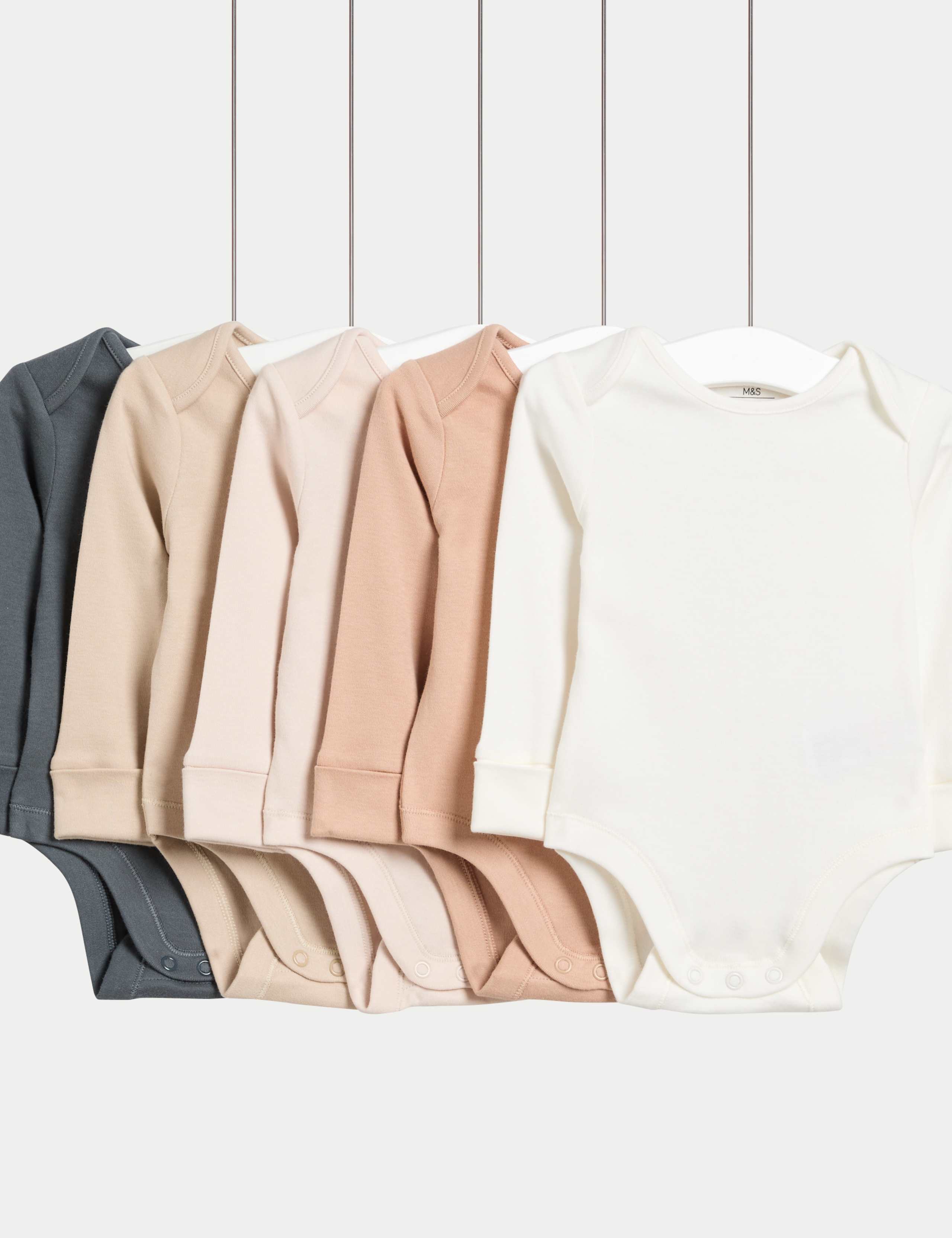 5 Pack Pure Cotton Long Sleeve Bodysuits (0-3 Yrs) 1 of 1