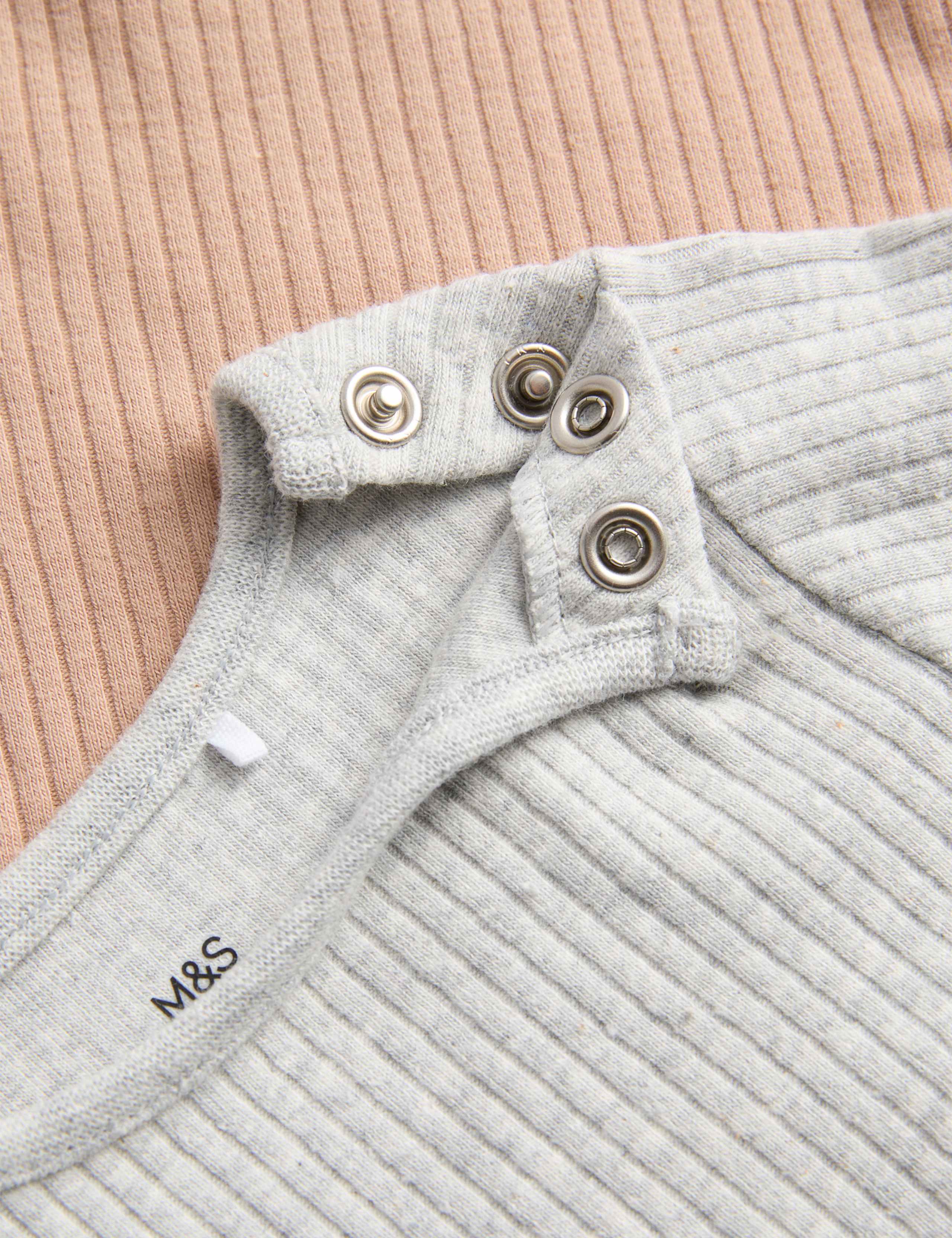 3 Pack Cotton Rich Ribbed Long Sleeve Bodysuits (0-3 Yrs) 2 of 3