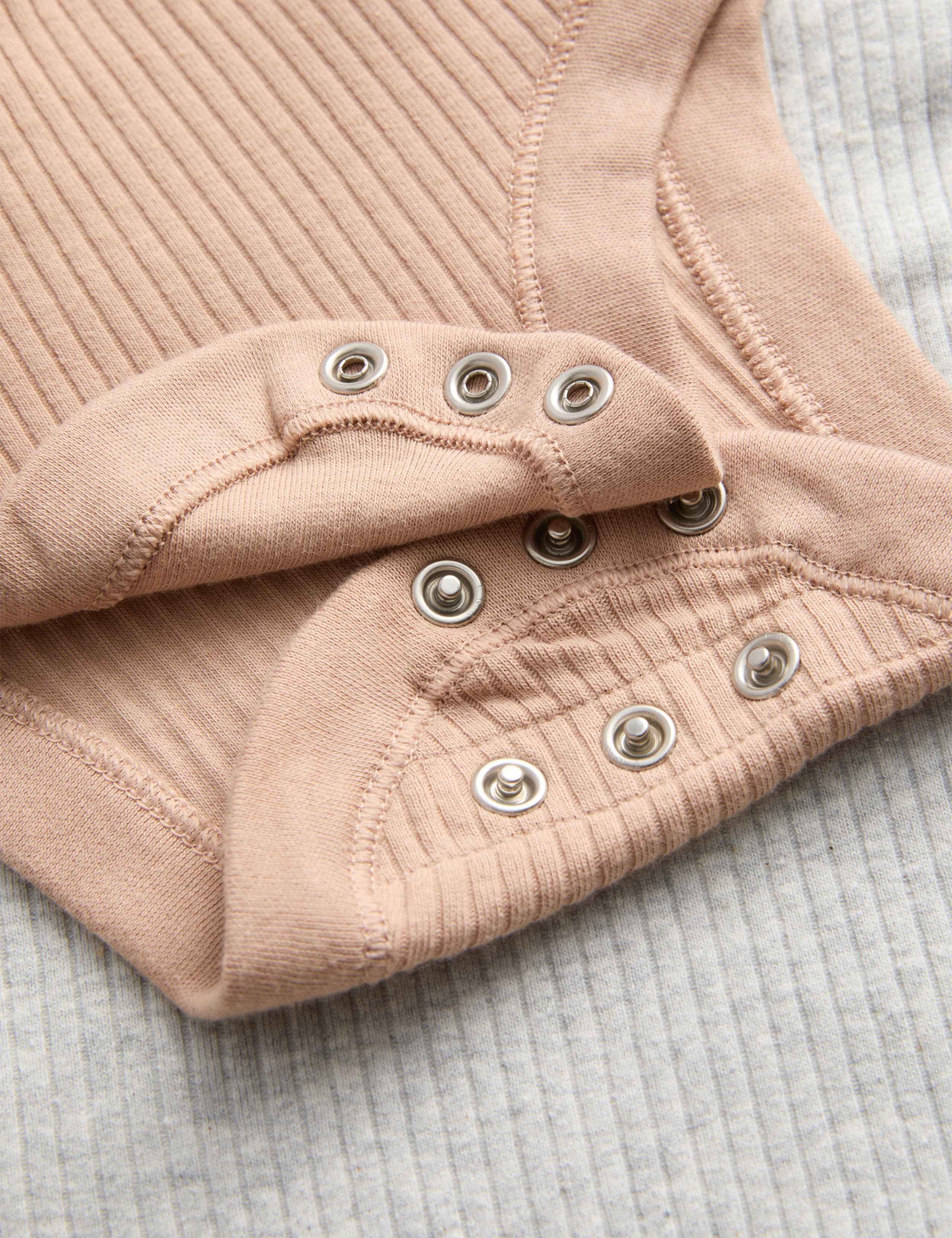 3 Pack Cotton Rich Ribbed Long Sleeve Bodysuits (0-3 Yrs) 3 of 3