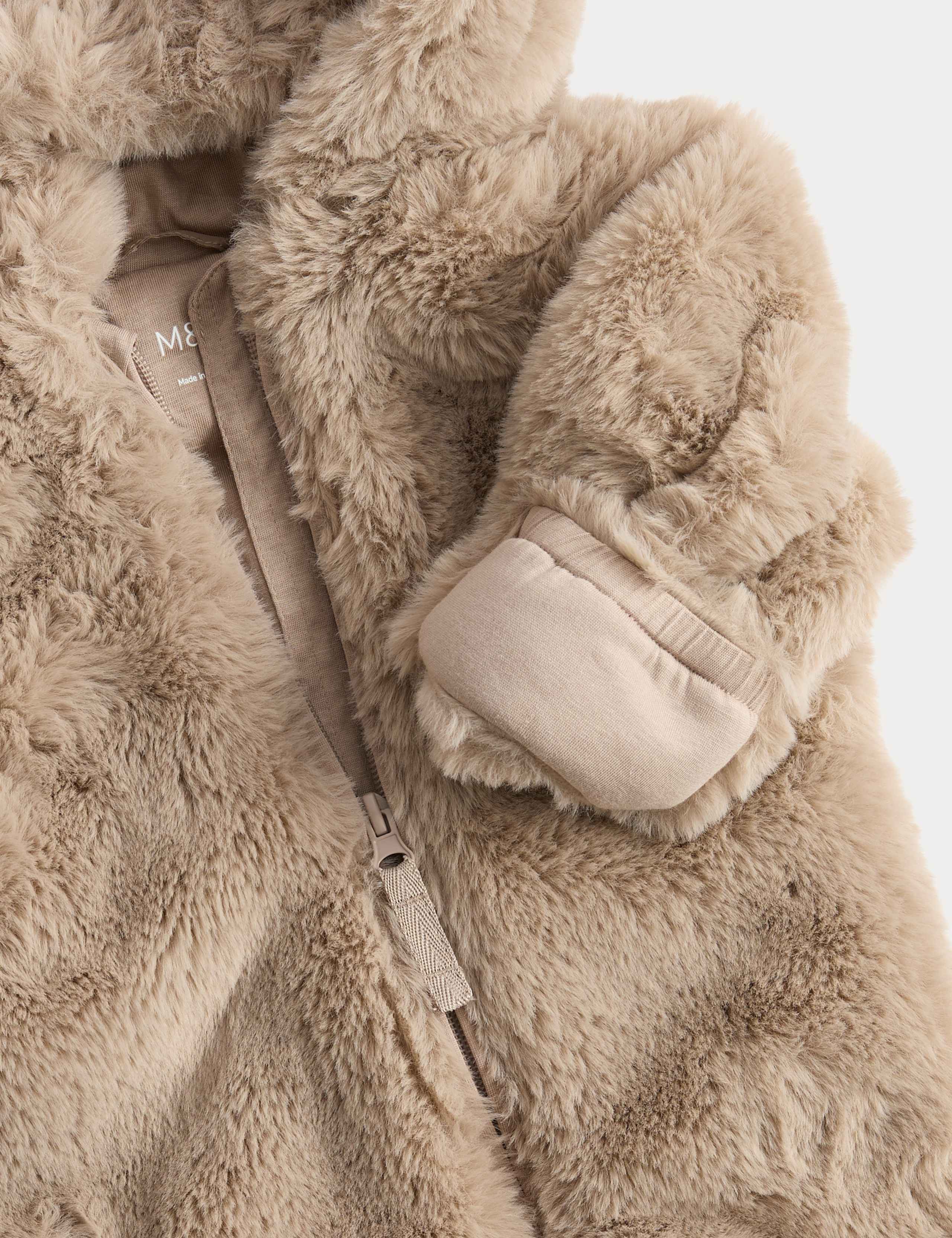 Faux Fur Hooded Pramsuit (0-12 Mths) 2 of 3