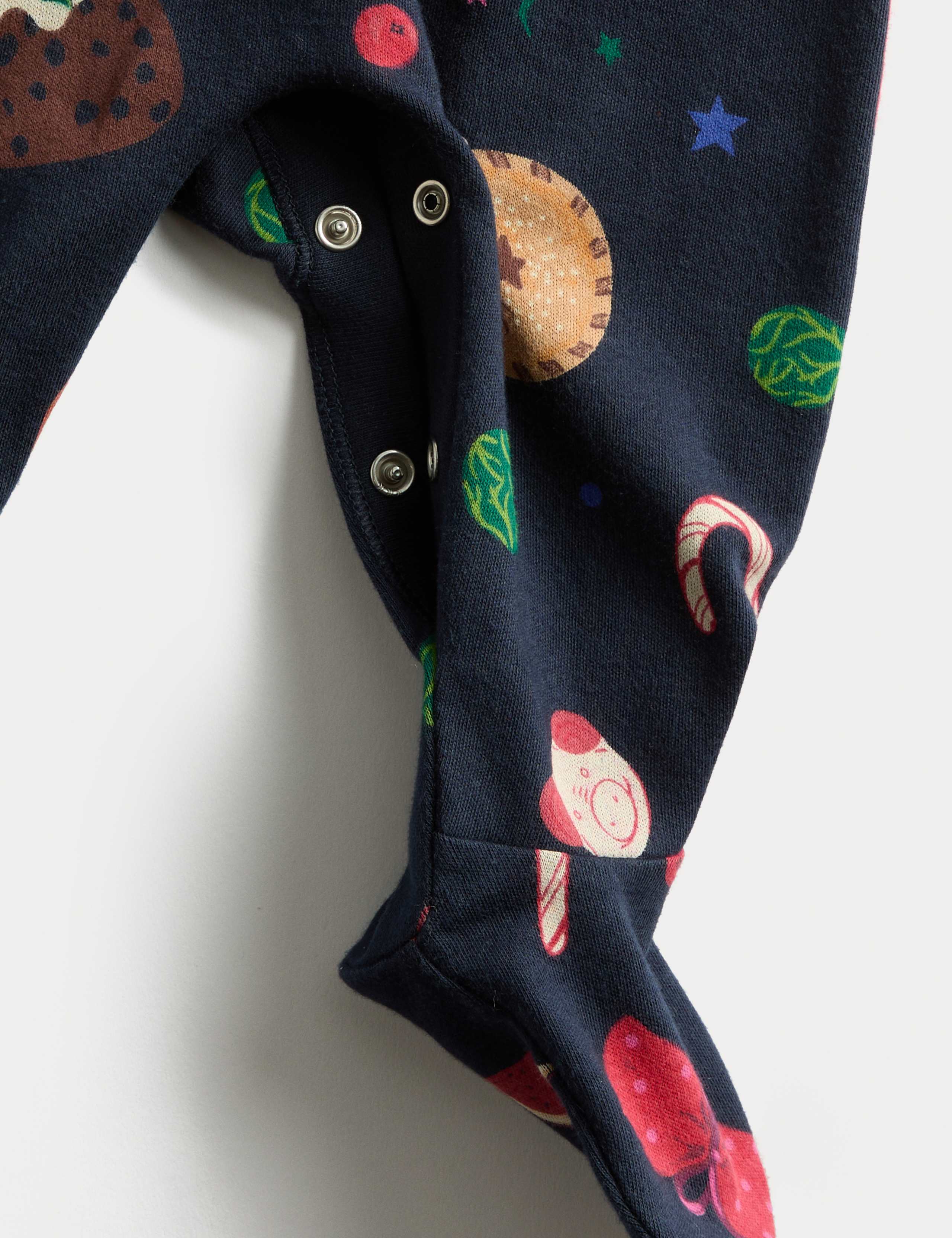 Pure Cotton Christmas Print Sleepsuit (0 Mths-3 Yrs) 2 of 3