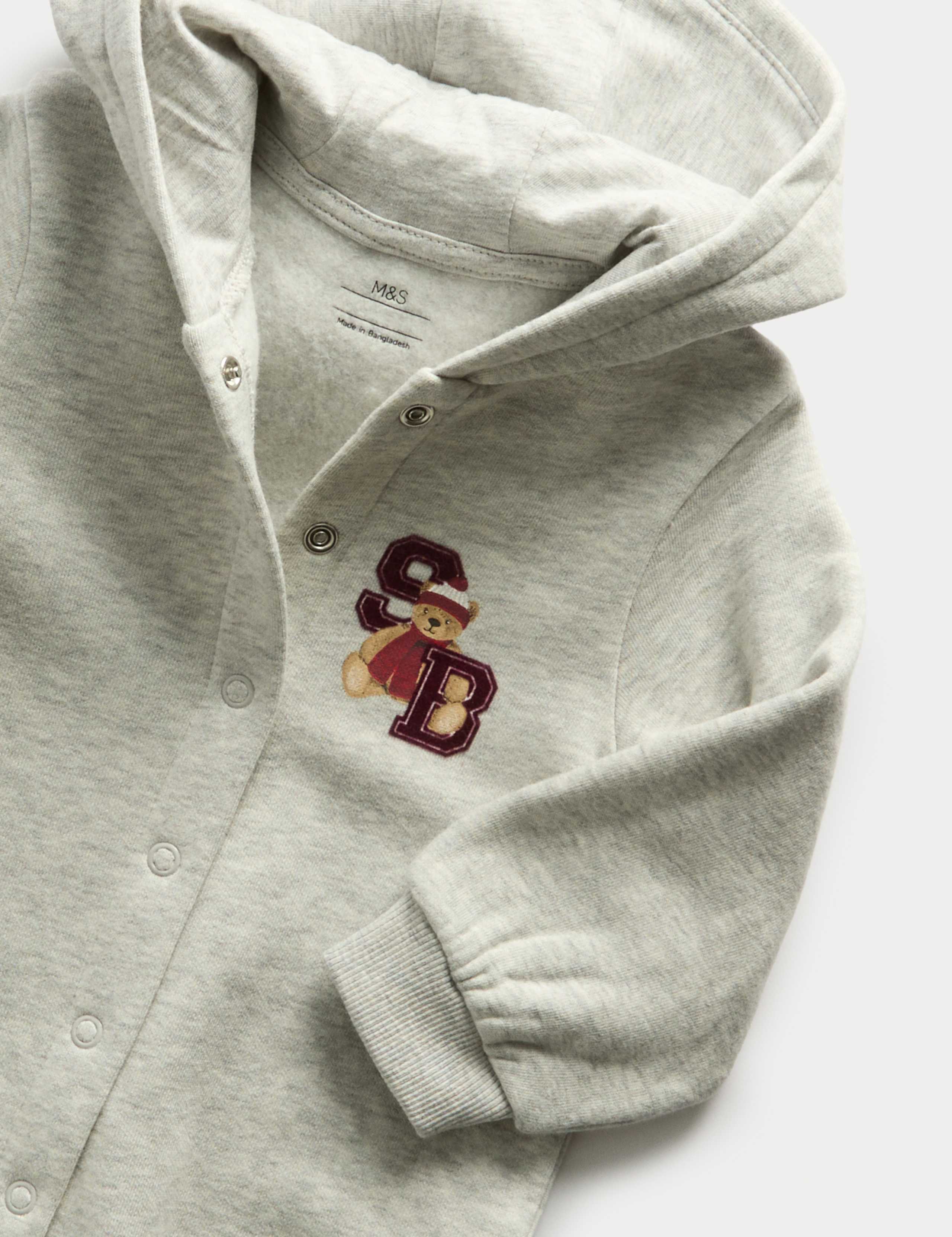 Cotton Rich Spencer Bear Hooded Sleepsuit (0 Mths-3 Yrs) 2 of 3