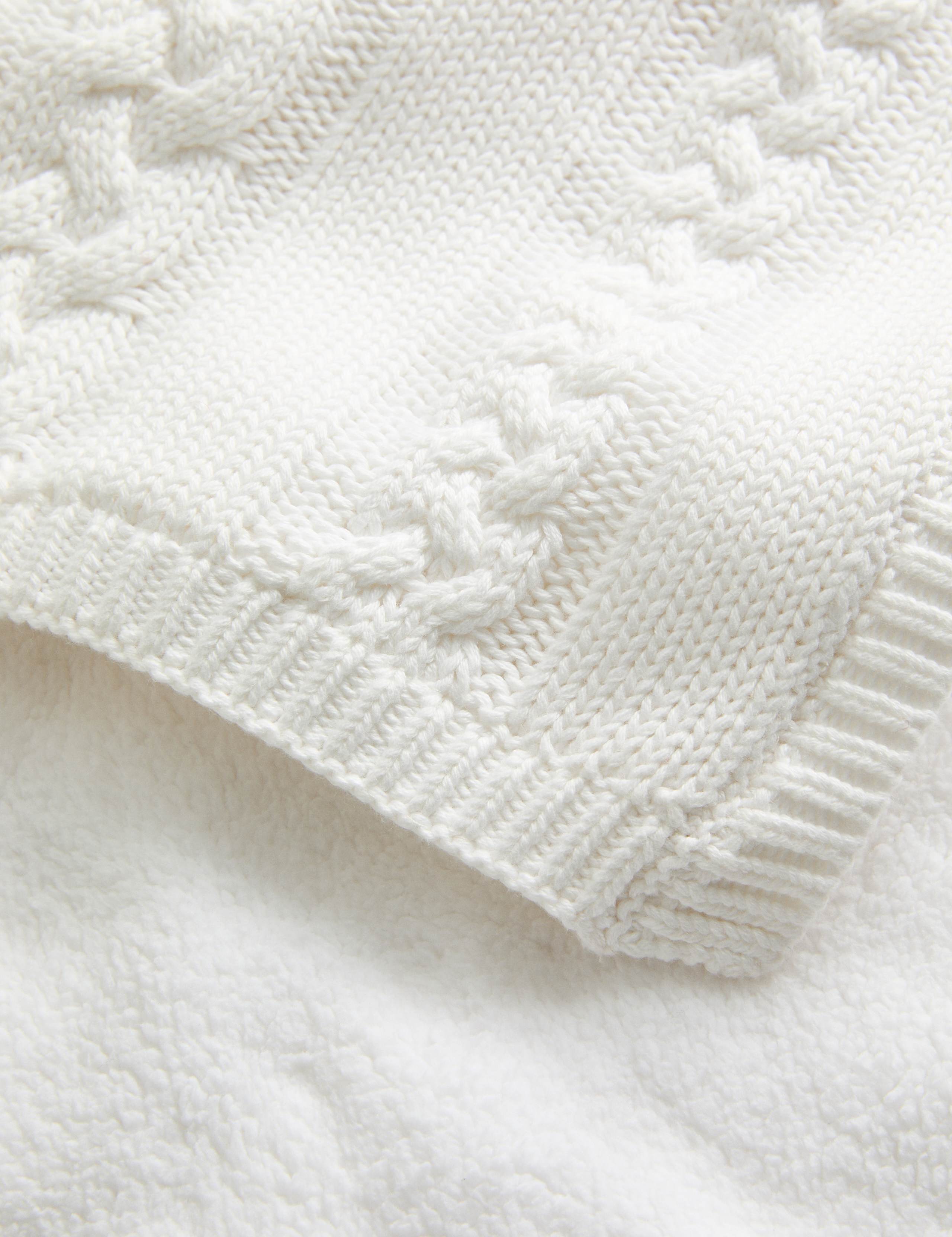 Pure Cotton Cable Fleece Shawl 2 of 2