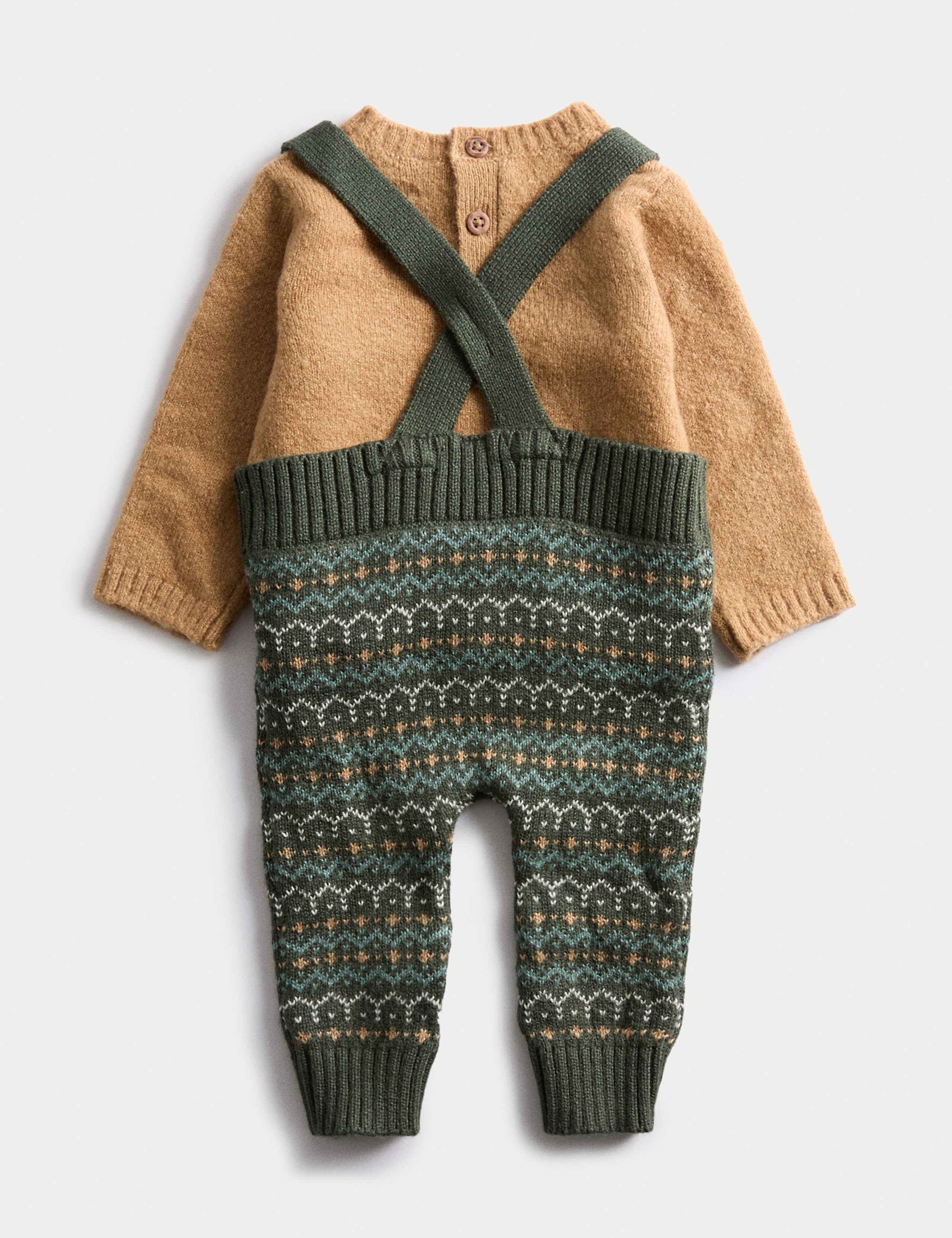 Knitted Fairisle Braces Outfit (0-12 Mths) 2 of 3