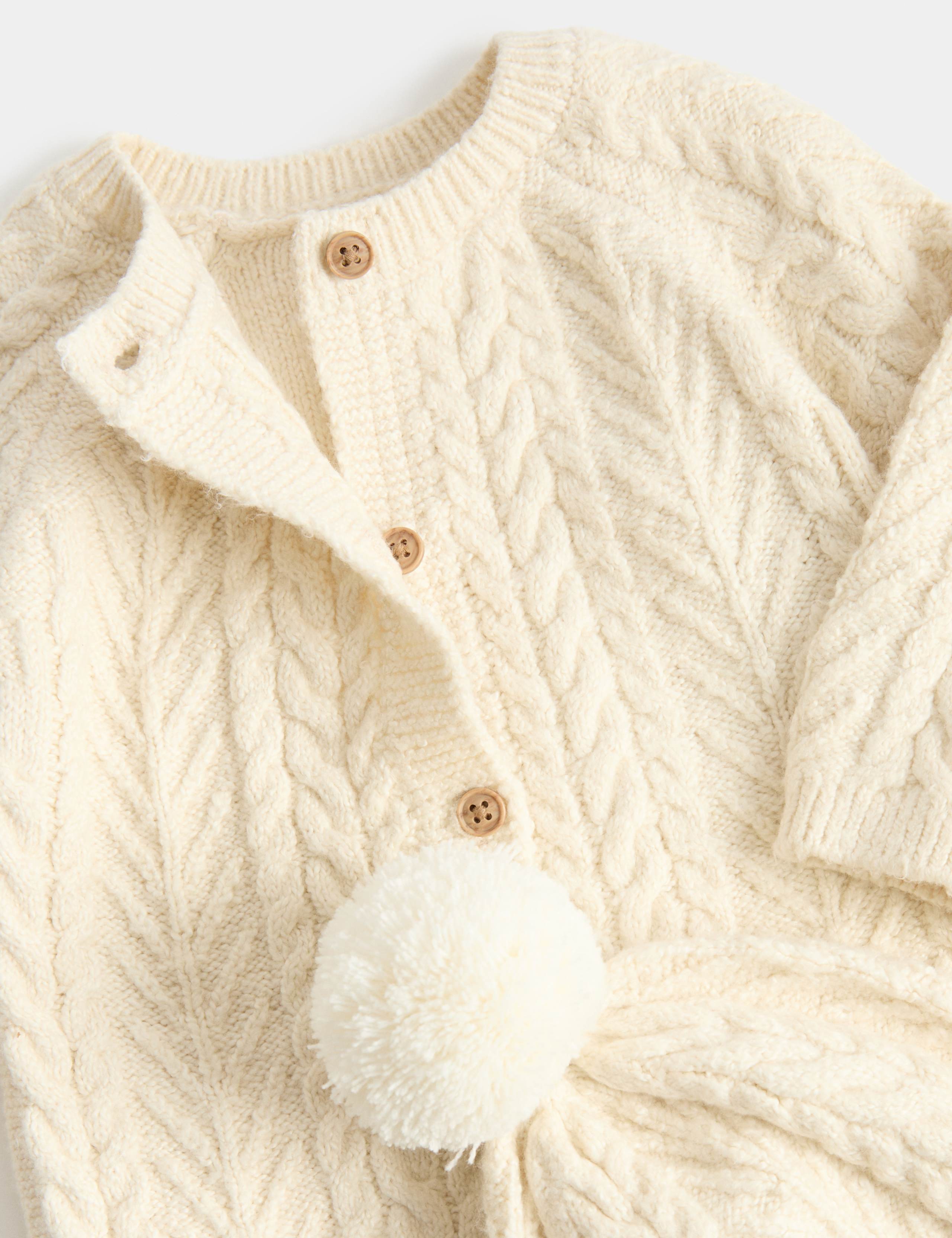 2 Piece Cable Knit All-In-One with Hat (7lbs - 12 Mths) 2 of 2