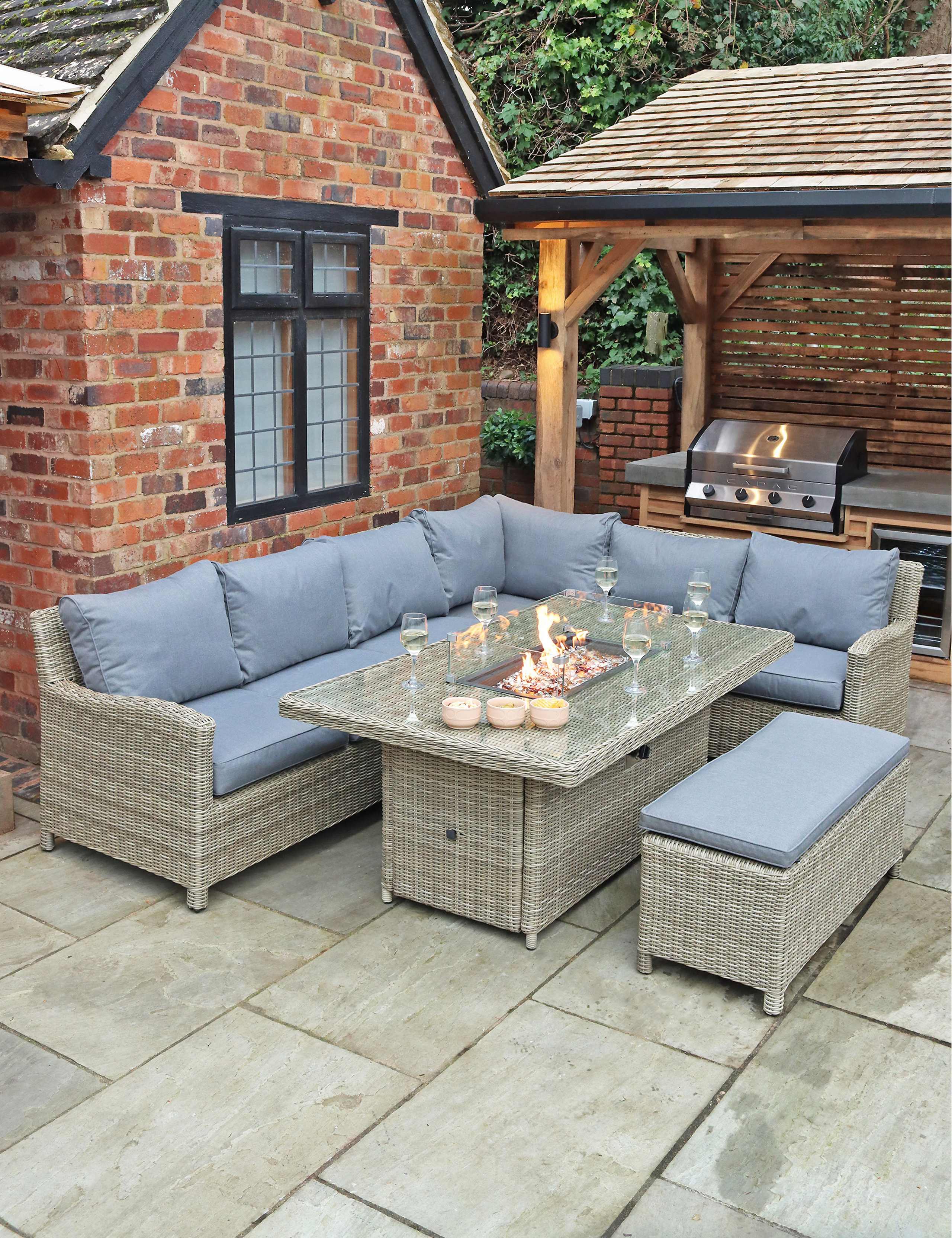 Wentworth 8 Seater Fire-Pit Lounge Set 1 of 9