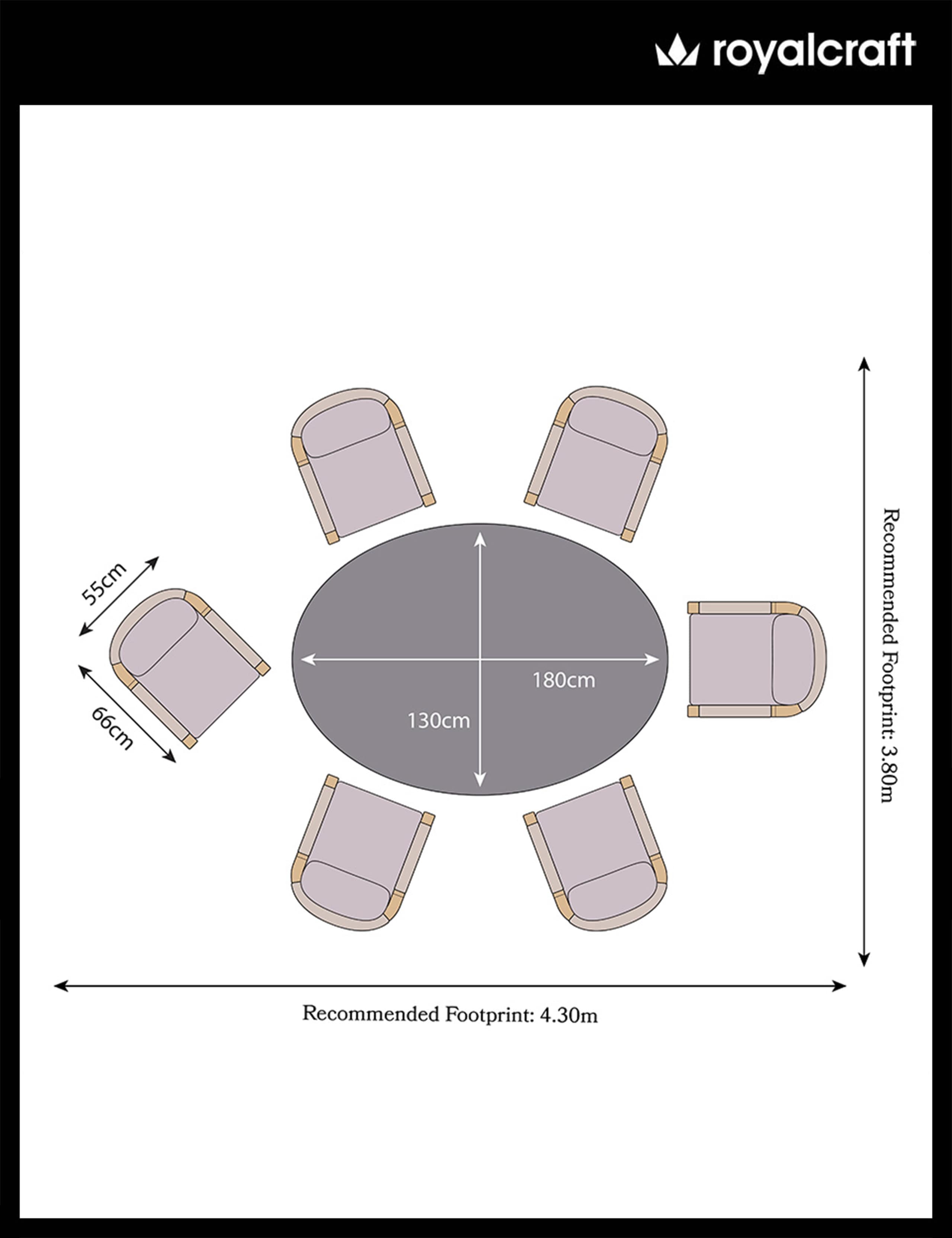 Luna Ellipse Concrete Table & 6 Roma Chairs 4 of 4