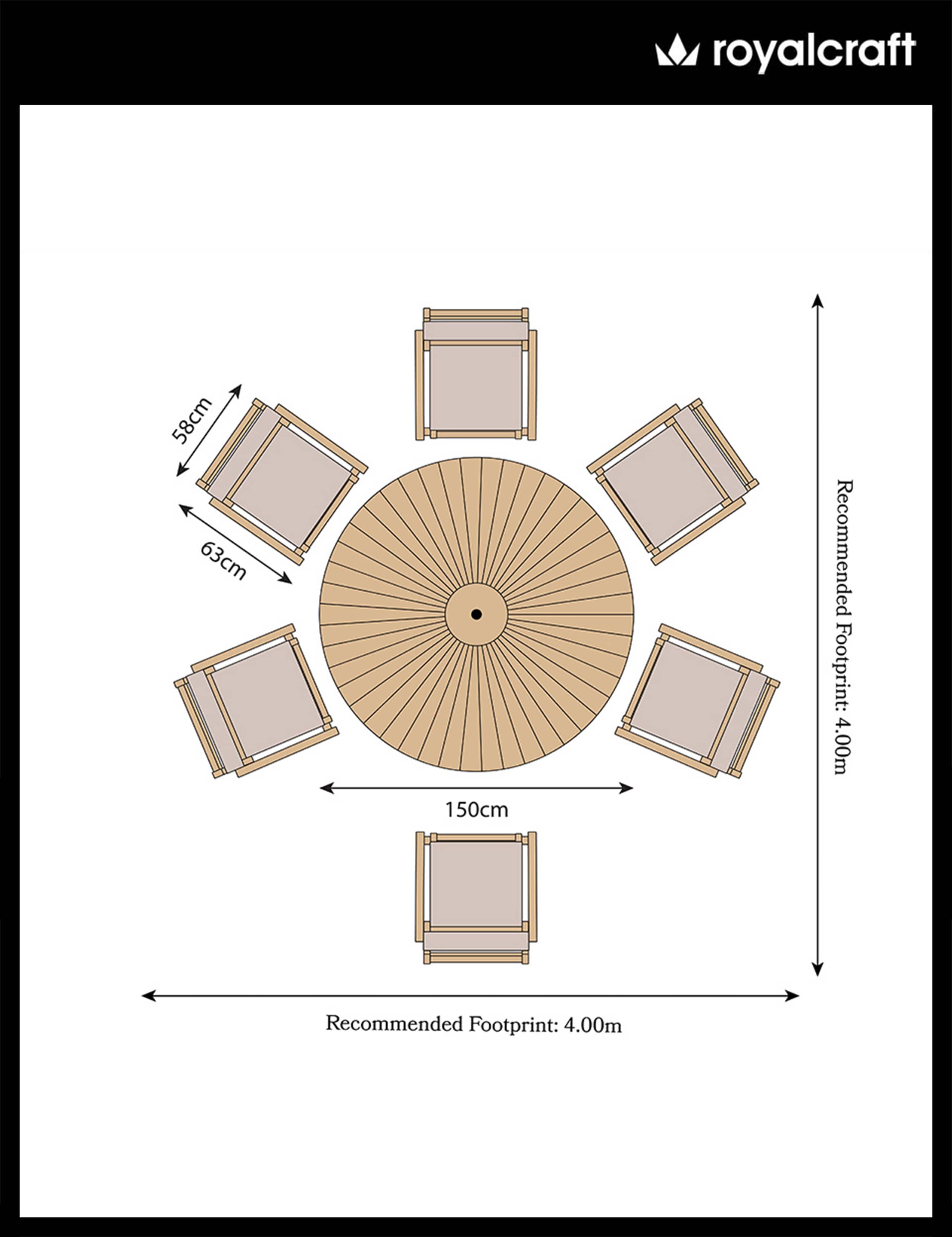 Roma 6 Seater Garden Table & Chairs 5 of 5