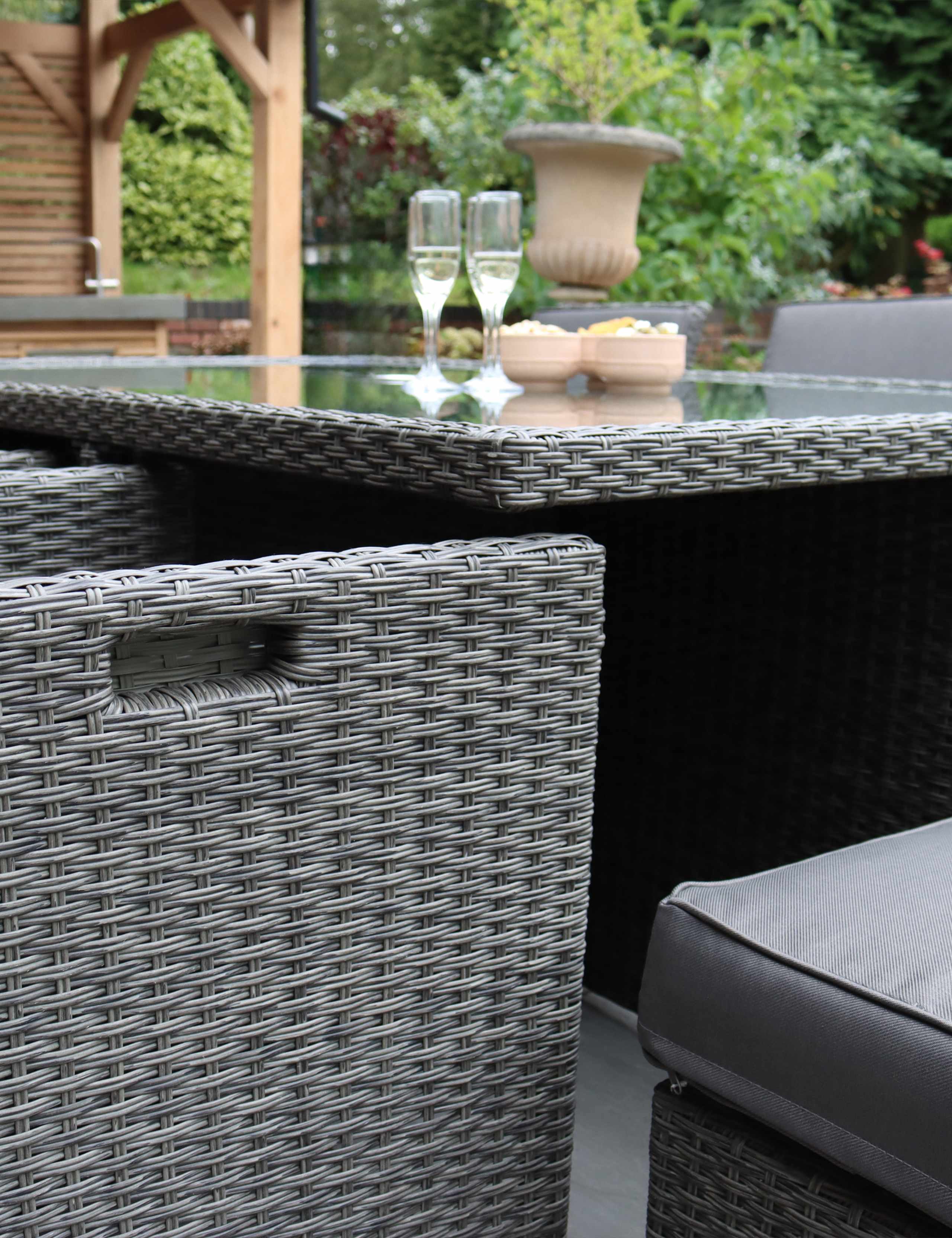 Paris 10 Seater Rattan Garden Cube Dining Set 4 of 6