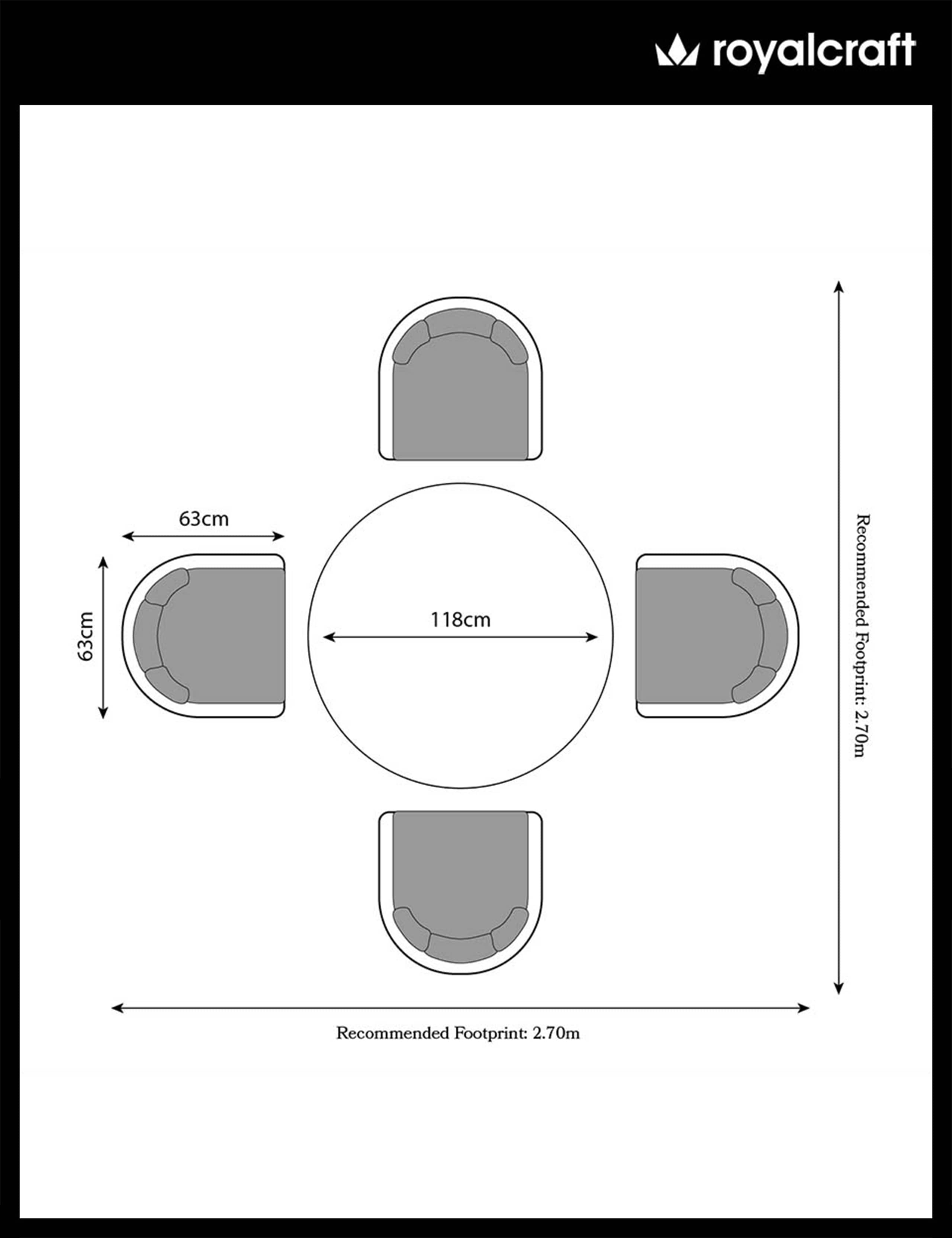 Aspen 4 Seater Round Garden Table & Chairs 6 of 6