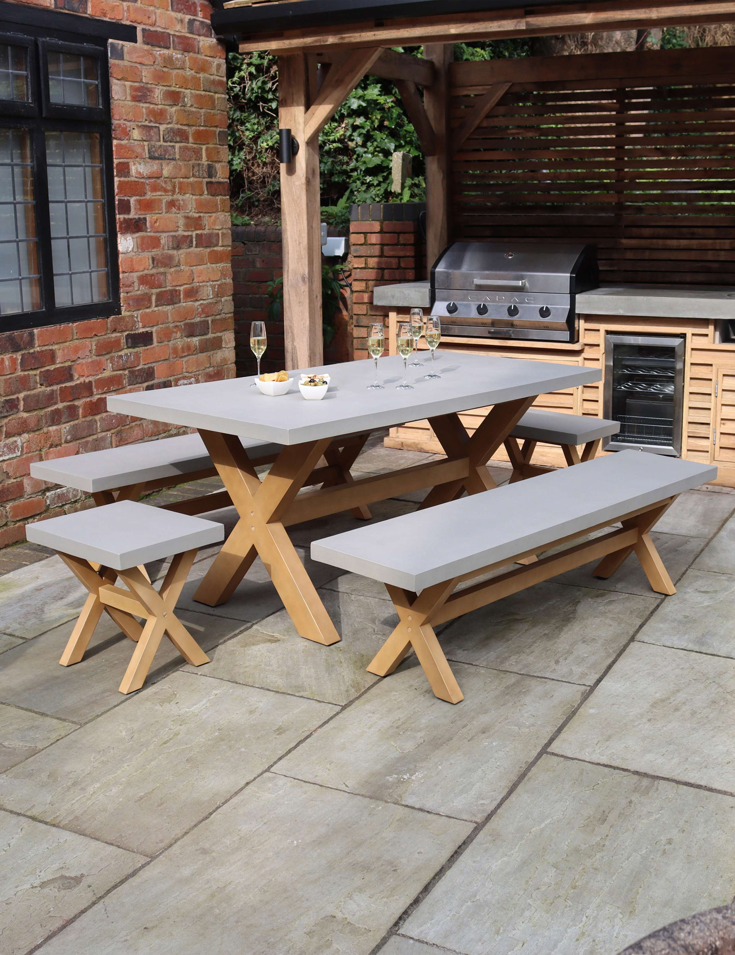 Luna Garden Dining Table & Bench Set 1 of 4