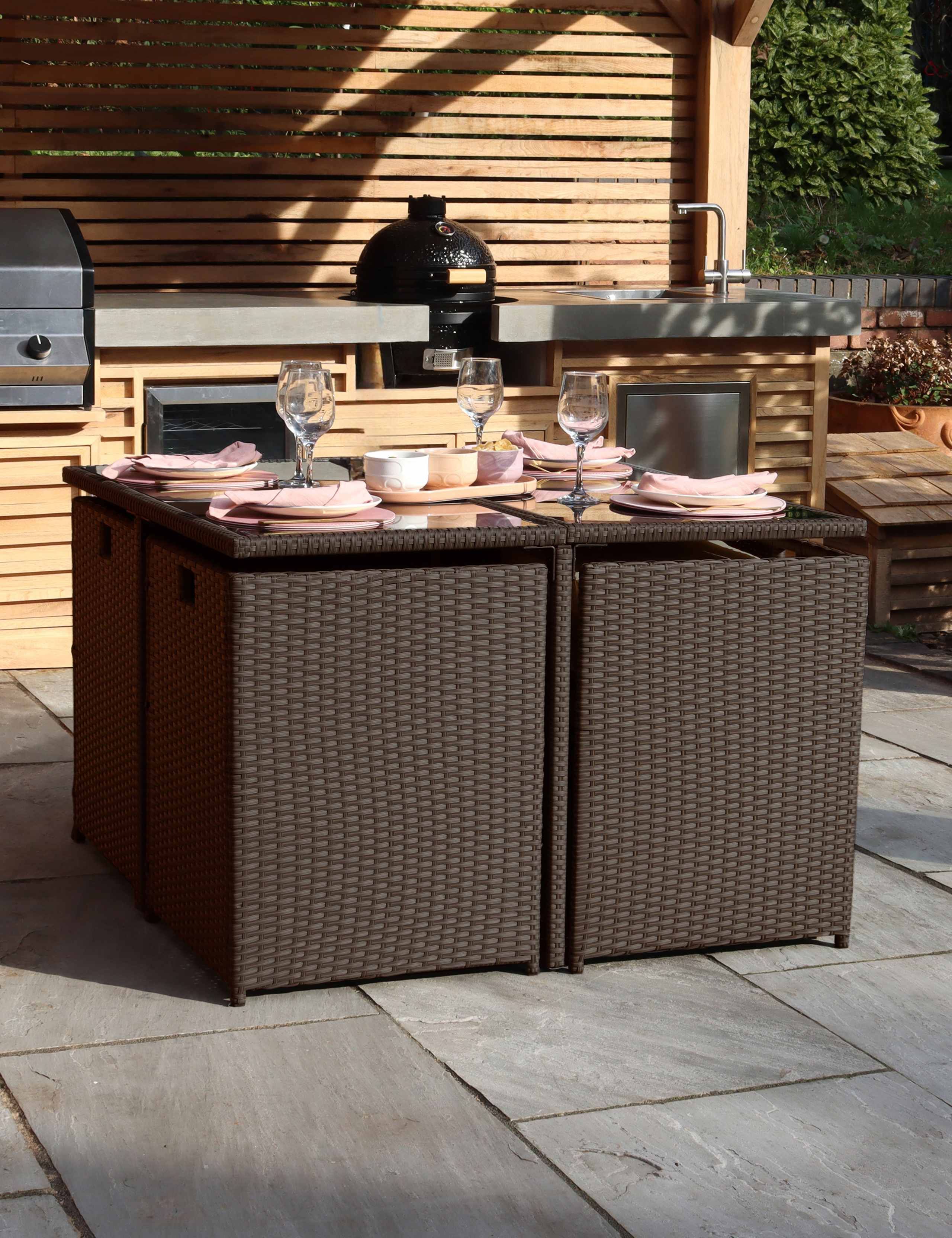 Cannes 8 Seater Rattan Garden Cube Dining Set 2 of 5