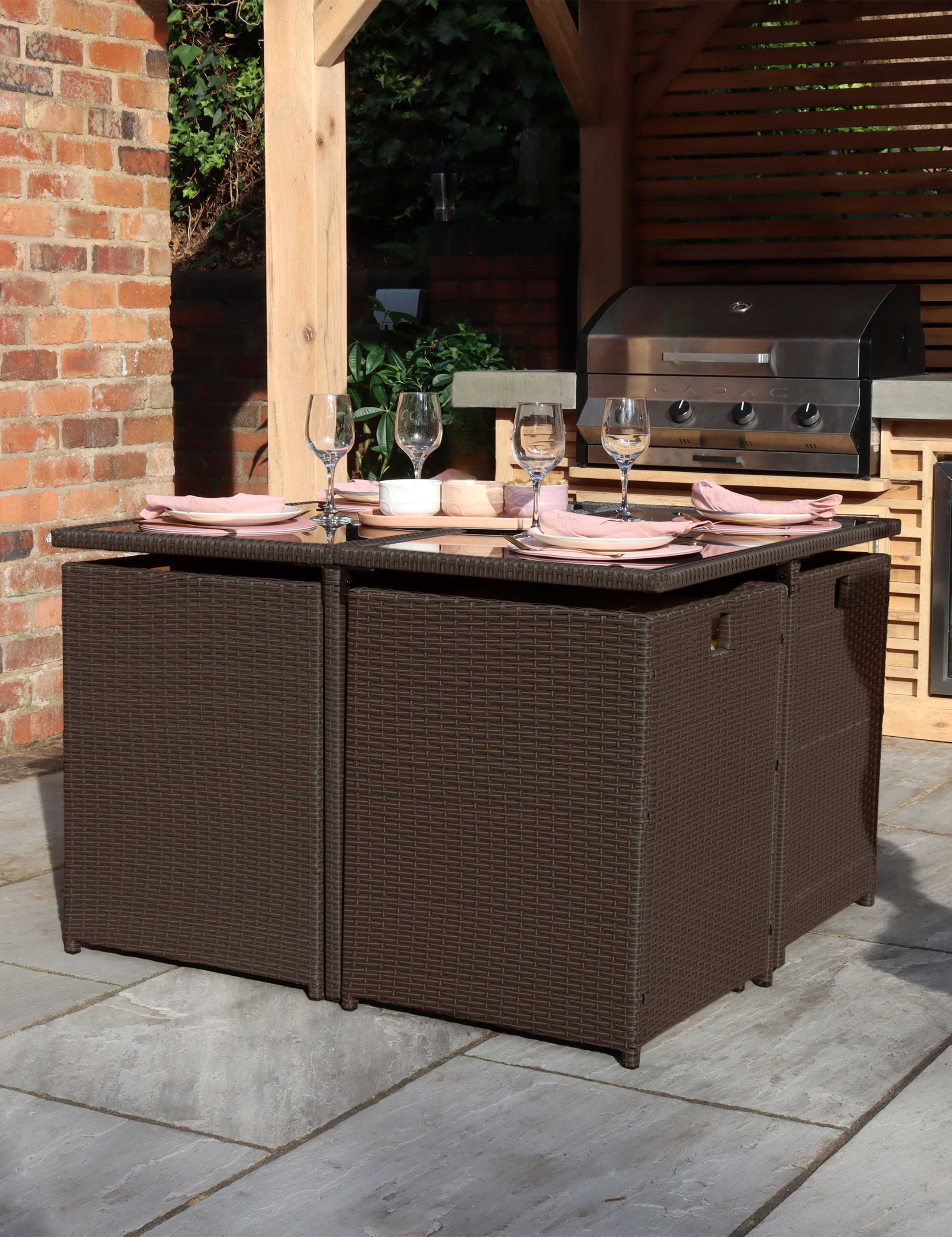 Cannes 8 Seater Rattan Garden Cube Dining Set 3 of 5
