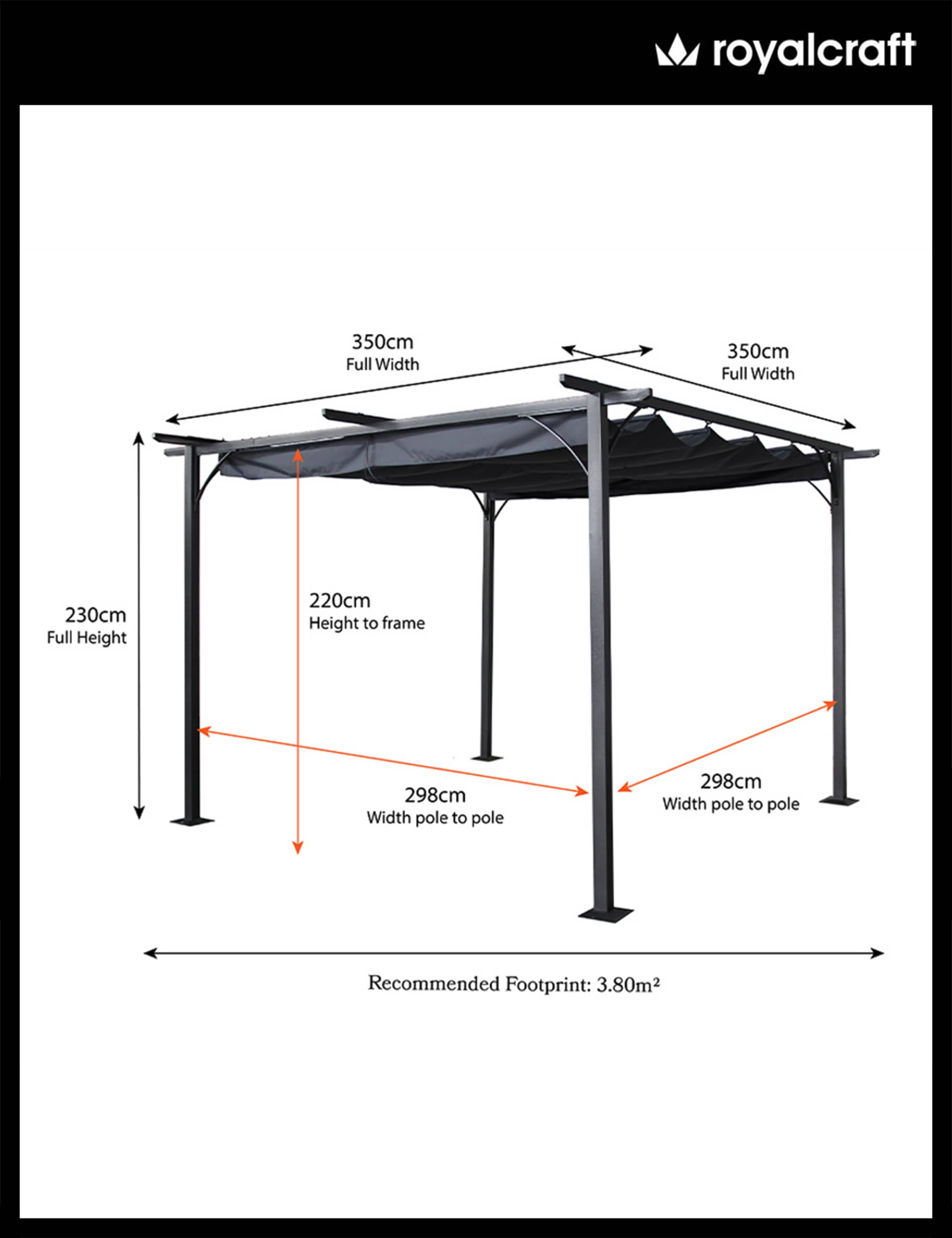 Prague 3.5m x 3.5m Pergola Gazebo 6 of 6