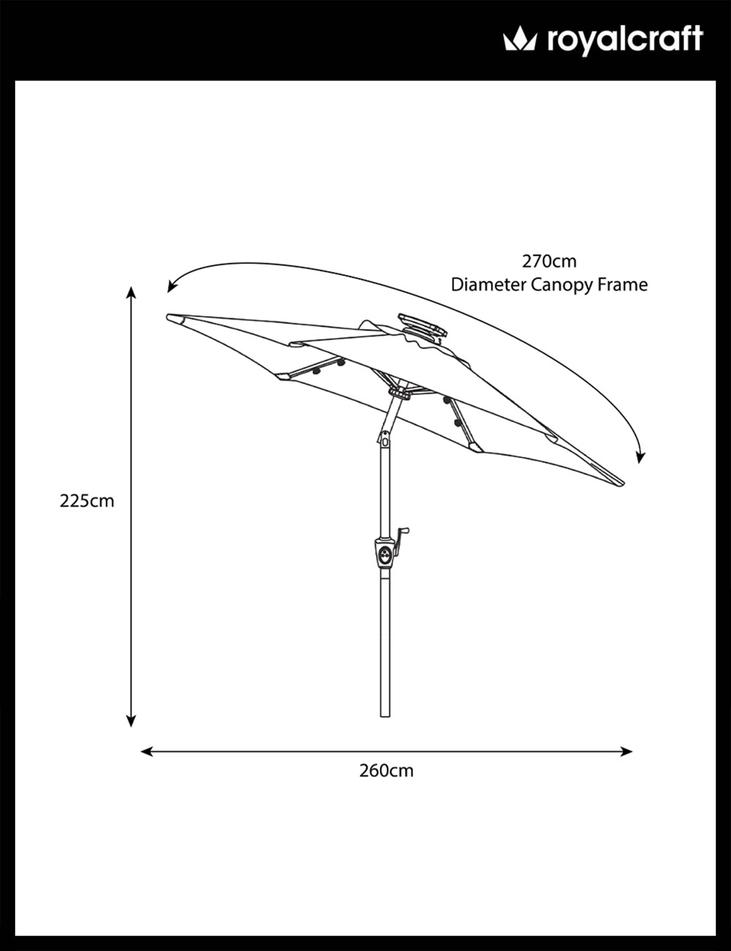 Crank and Tilt LED Strip Parasol 8 of 8