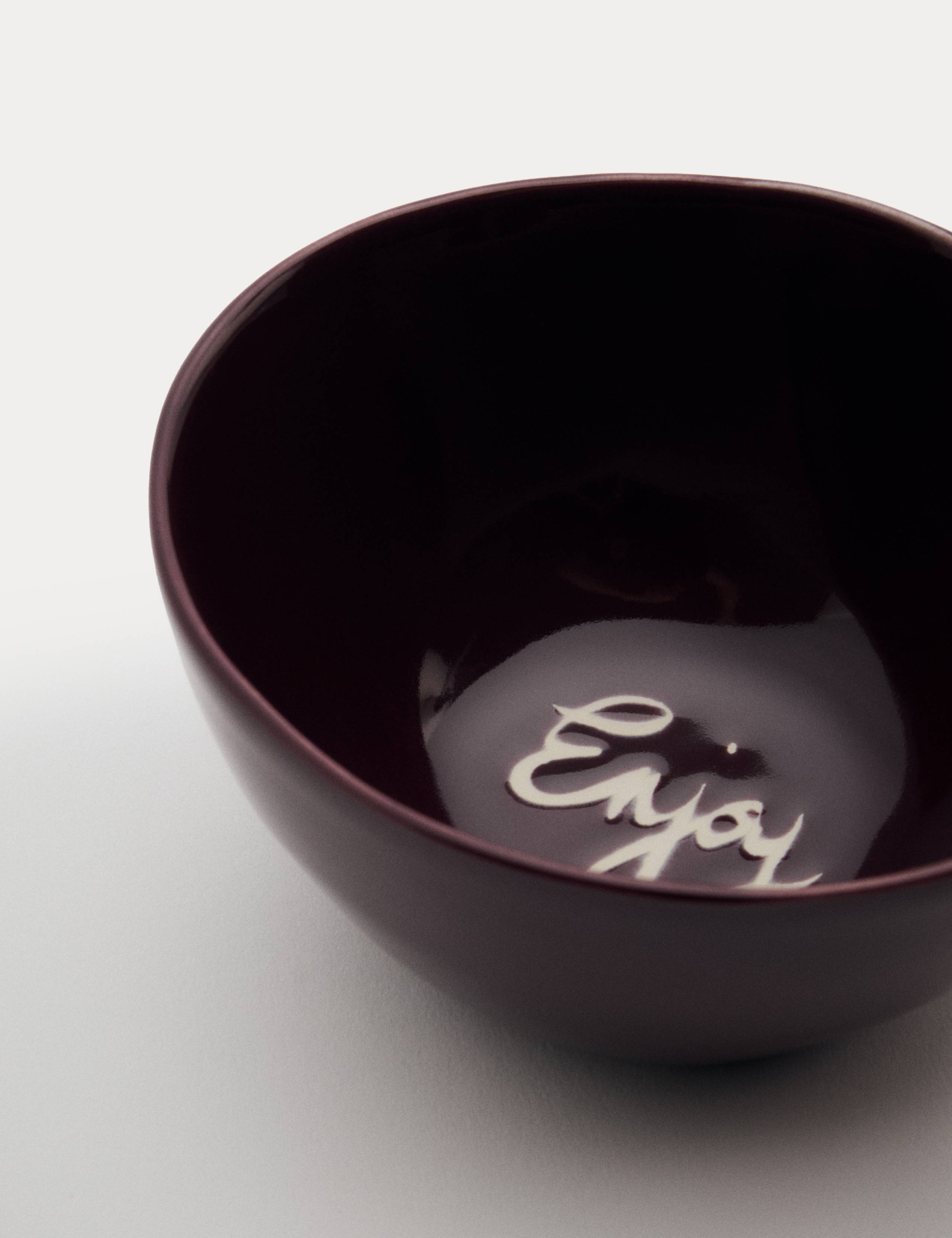 Set of 2 Ceramic Enjoy Slogan Nibble Bowls 4 of 5