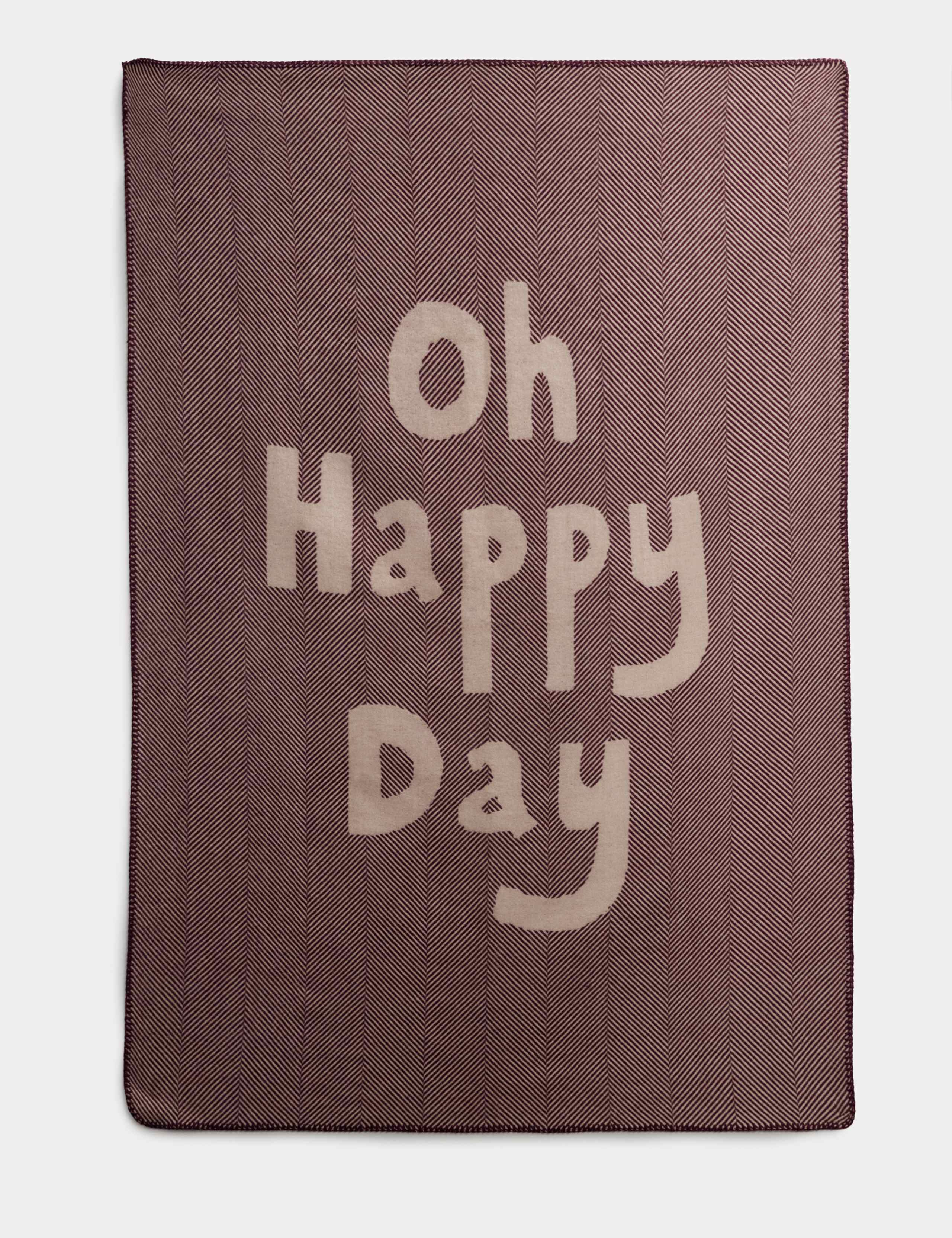 Pure Wool Oh Happy Day Slogan Throw 3 of 6