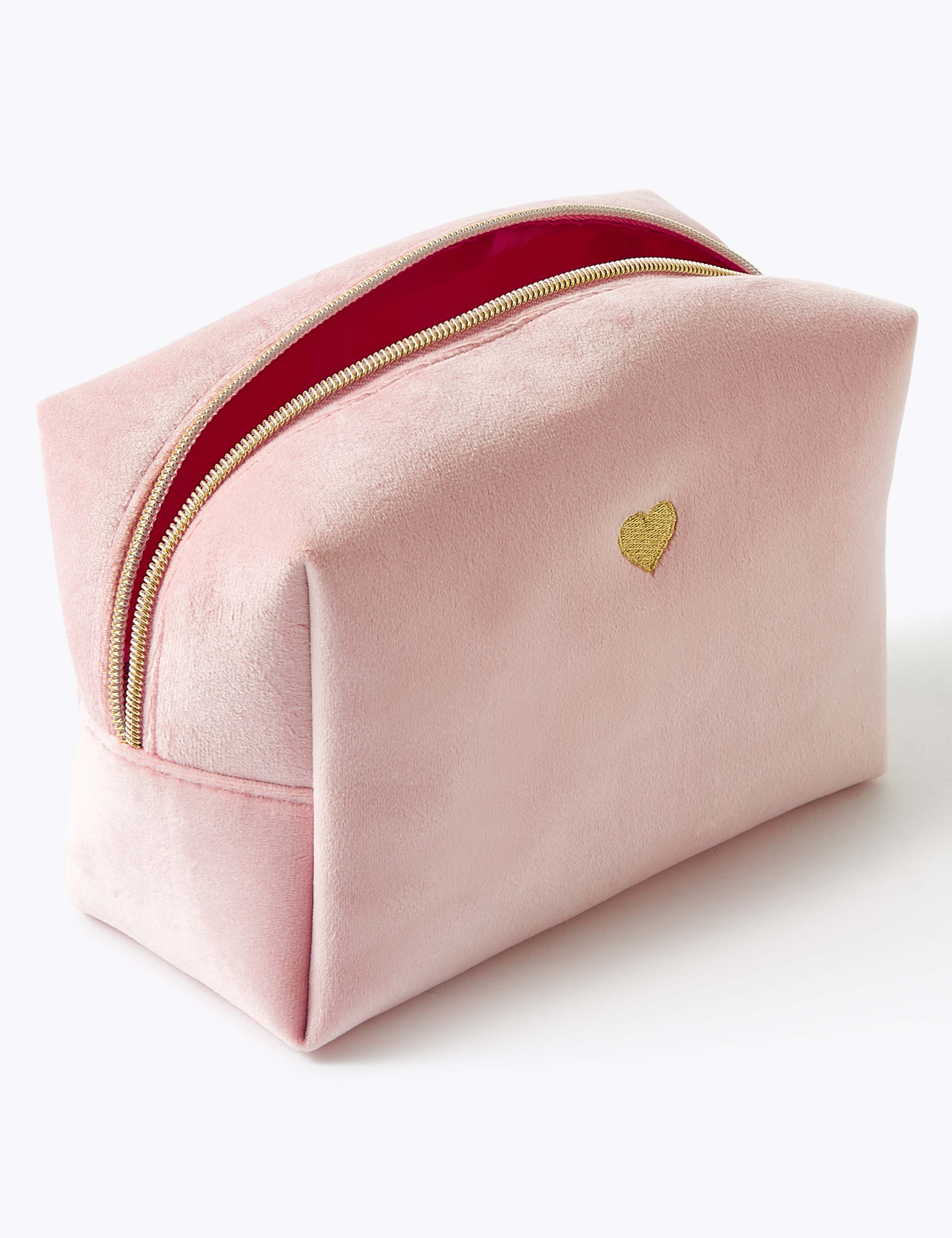 Pink Heart Velvet Make-up Bag 2 of 4