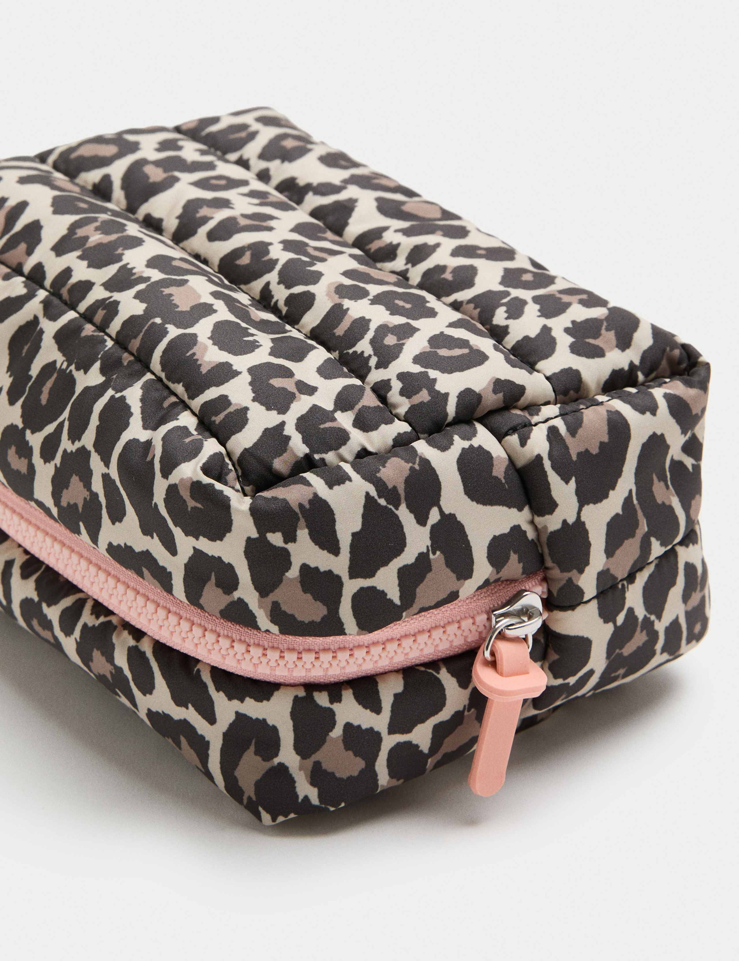 Quilted Leopard Print Toiletry Bag 3 of 3