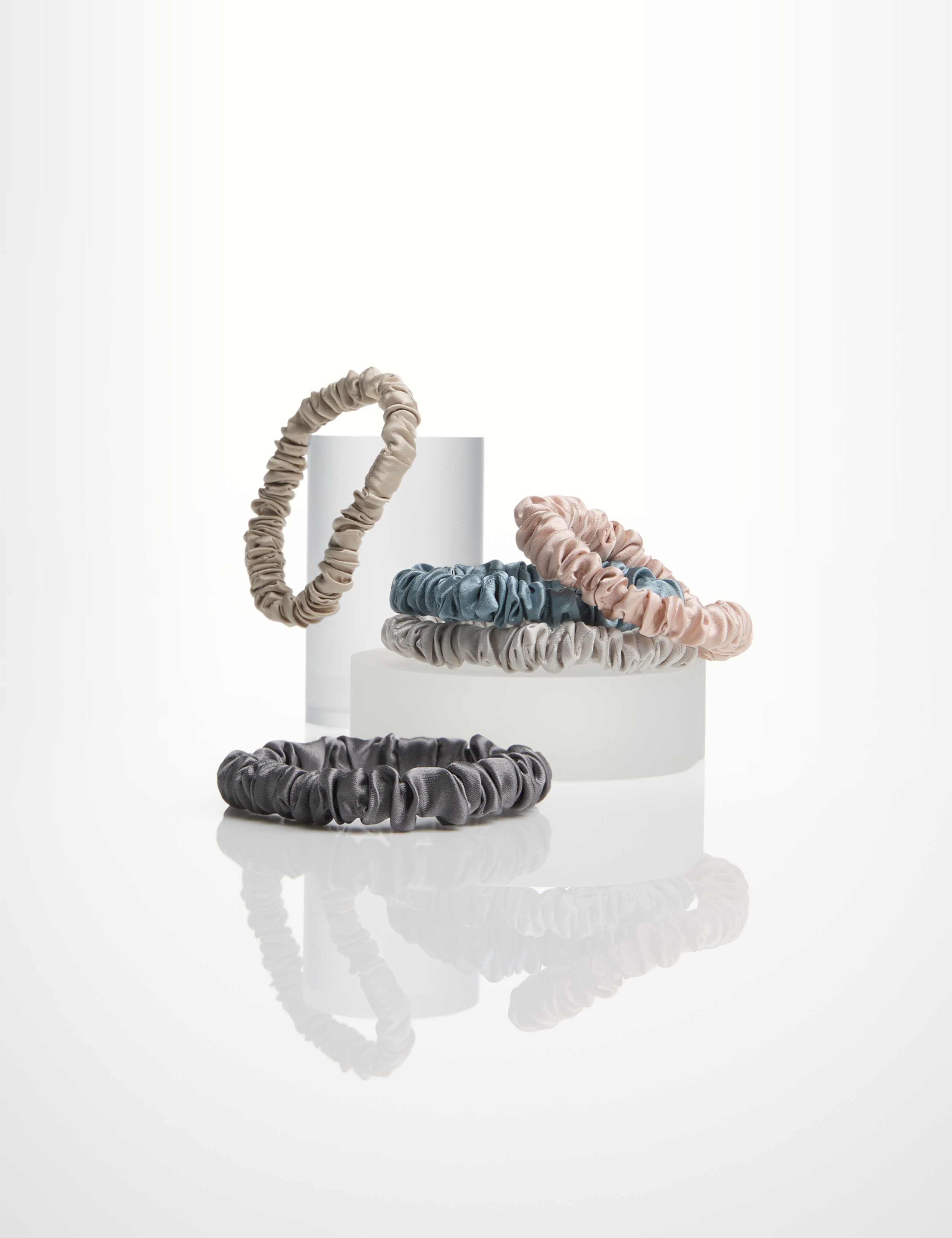 5pk Mulberry Silk Slim Scrunchies 1 of 3