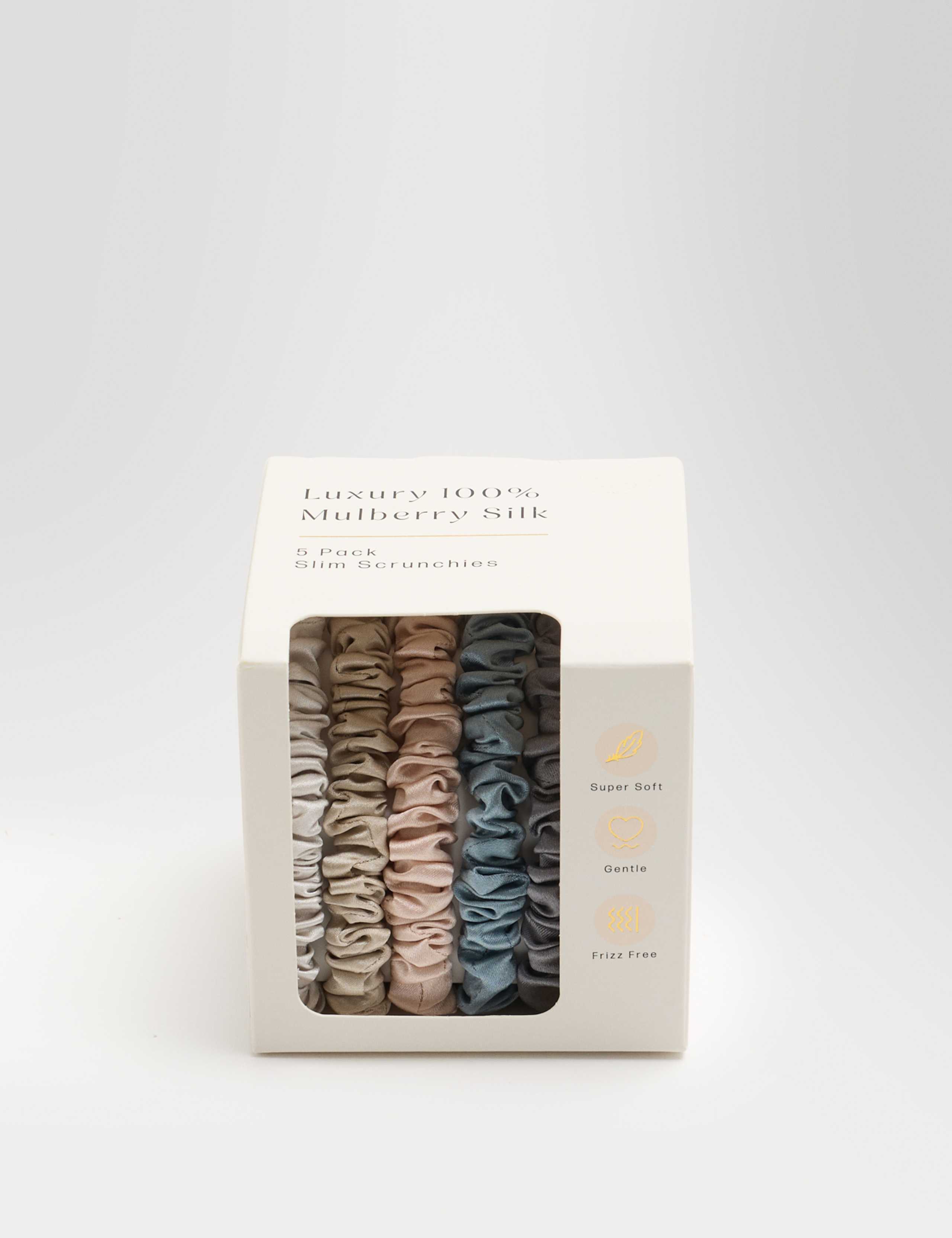 5pk Mulberry Silk Slim Scrunchies 2 of 3