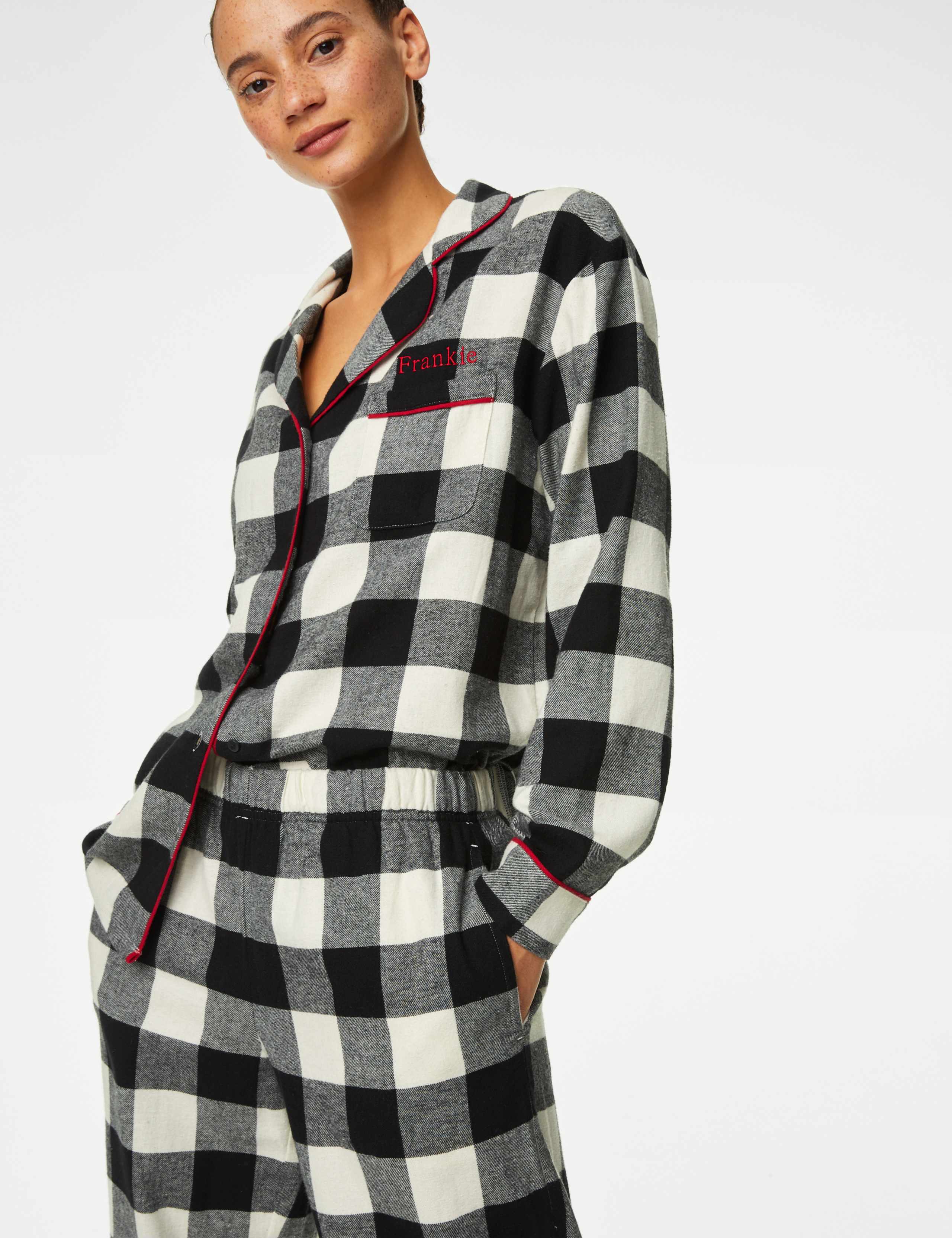 Personalised Women's Mono Check Pyjama Set 1 of 6