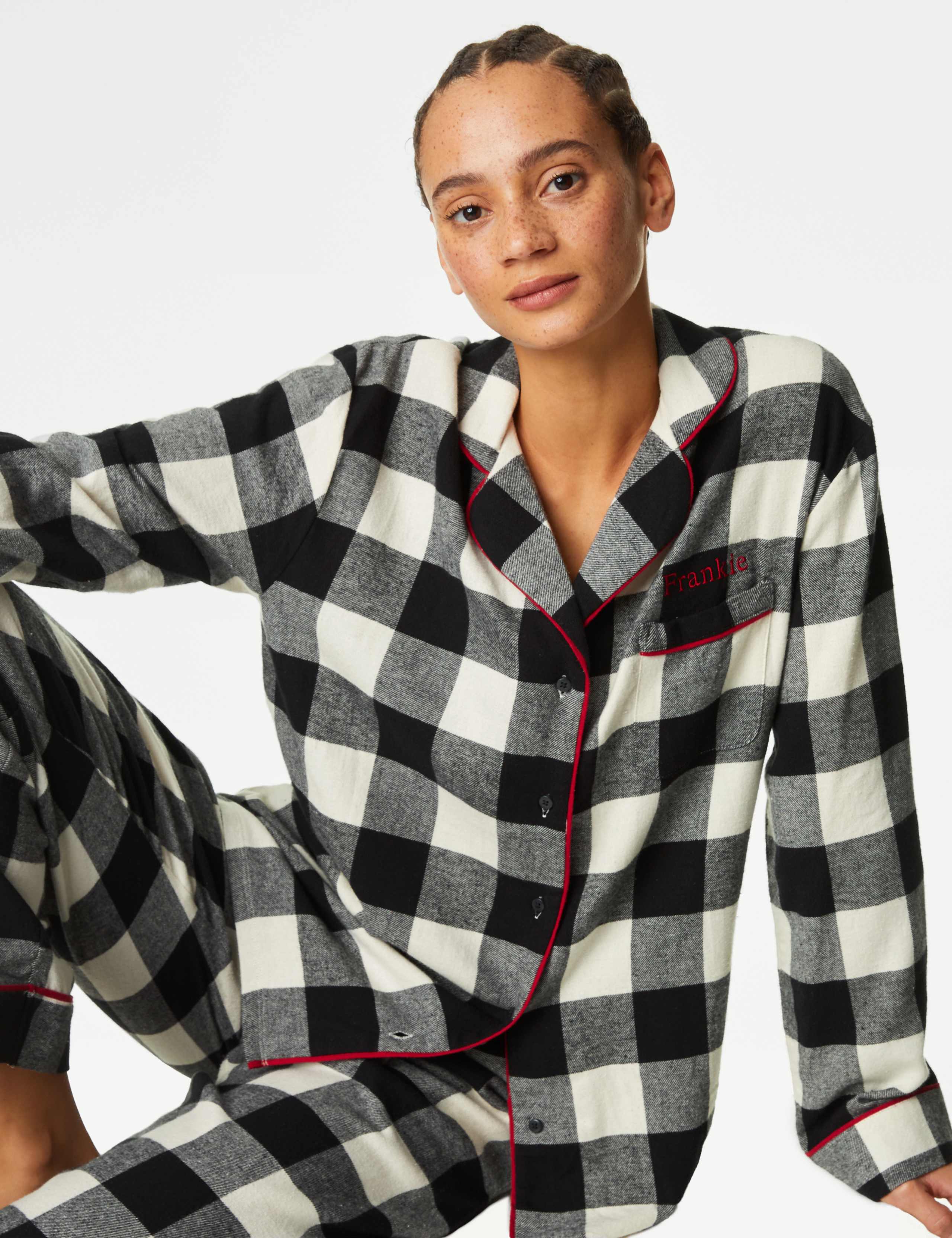 Personalised Women's Mono Check Pyjama Set 3 of 6