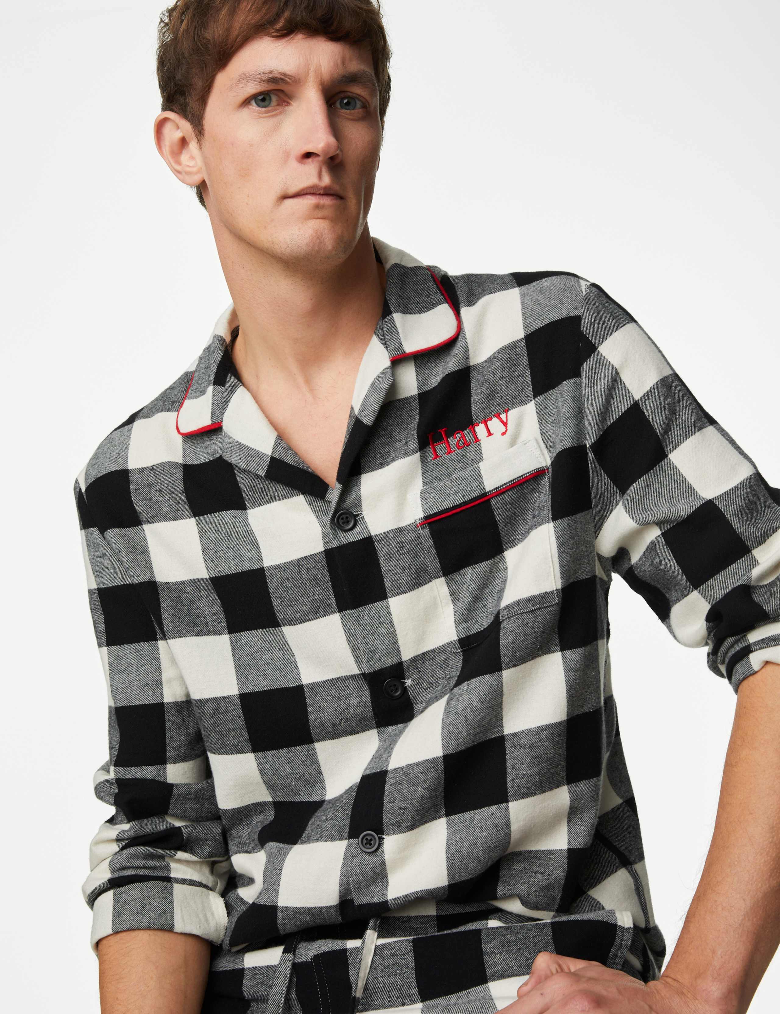 Personalised Men's Mono Check Pyjama Set 2 of 5