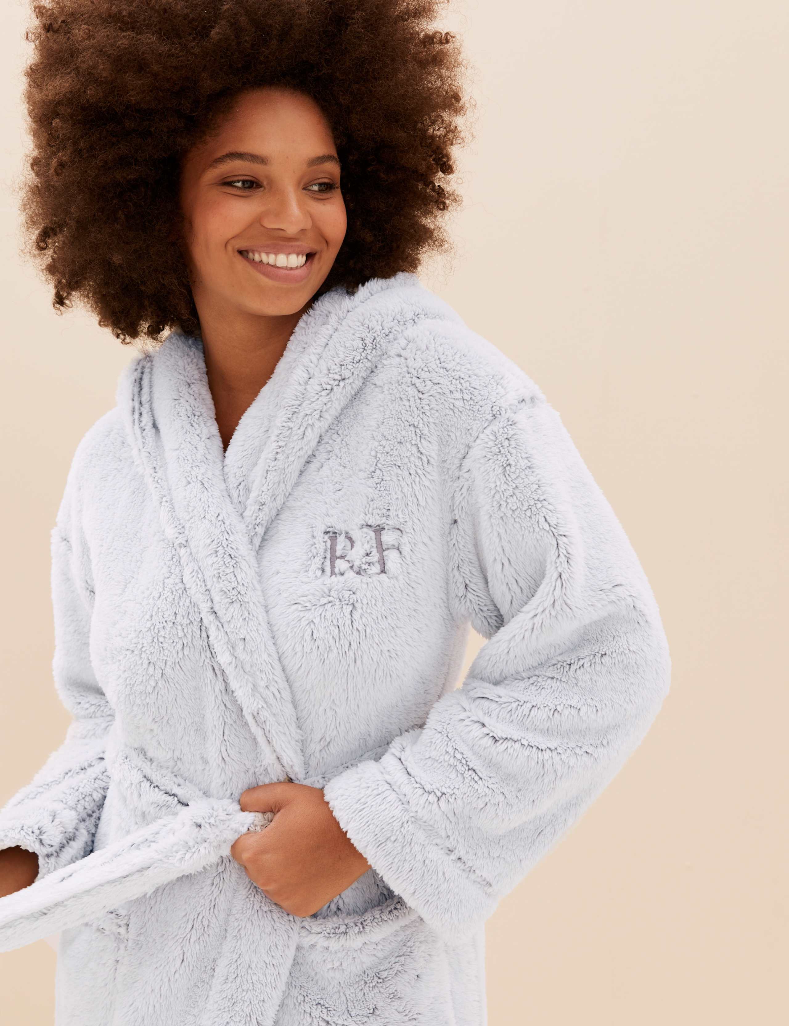 Personalised Women's Fleece Hooded Dressing Gown 1 of 3