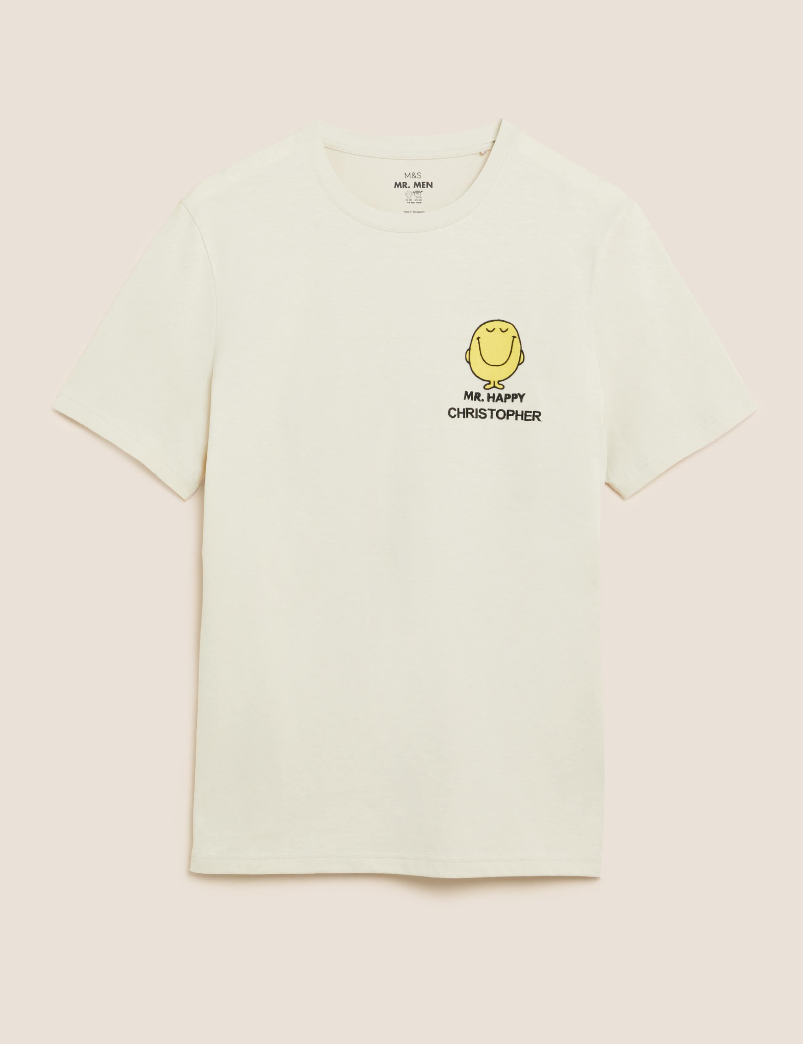 Personalised Pure Cotton Mr Happy™ T-Shirt 1 of 2