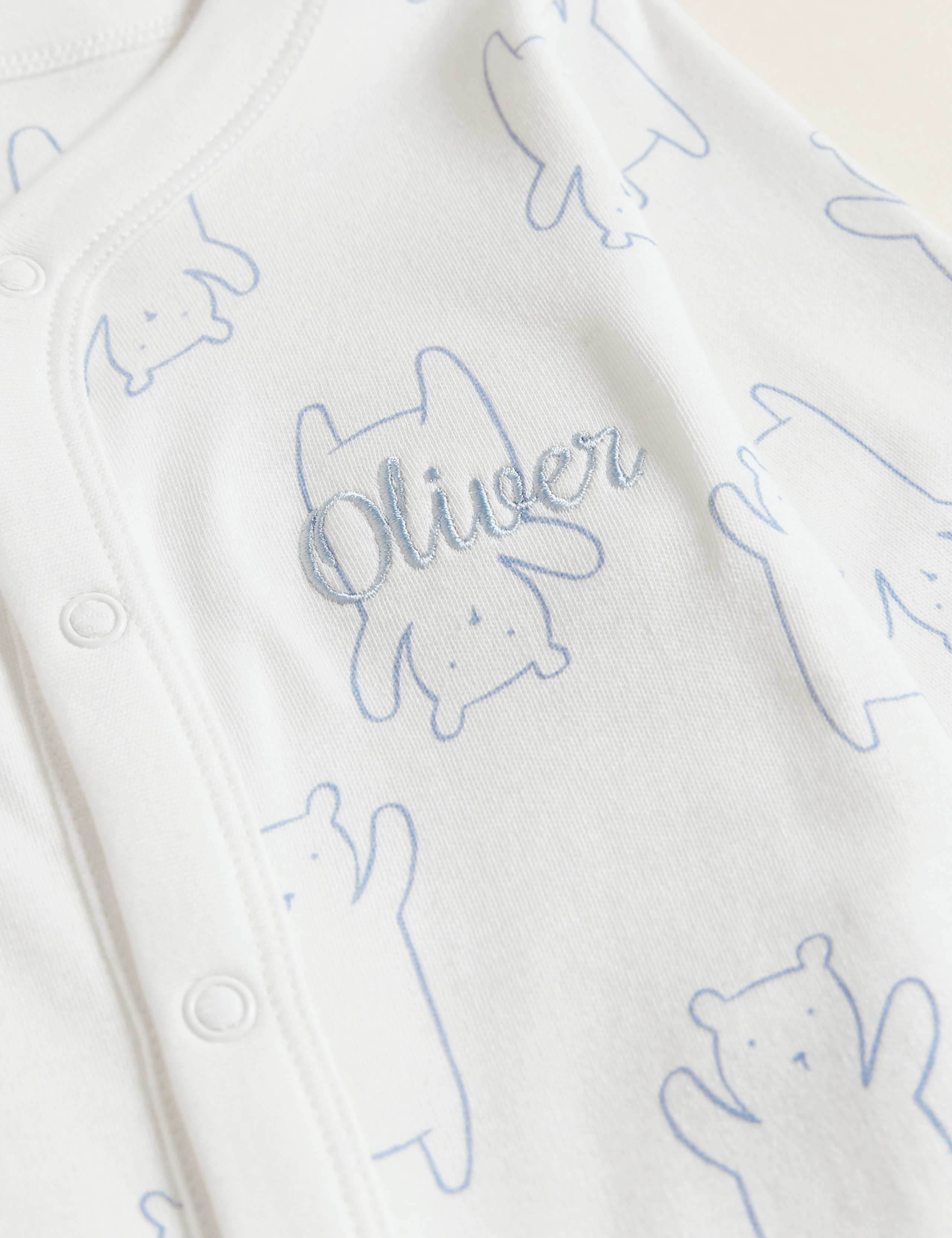 3 Pack Personalised Pure Cotton Sleepsuits 2 of 2