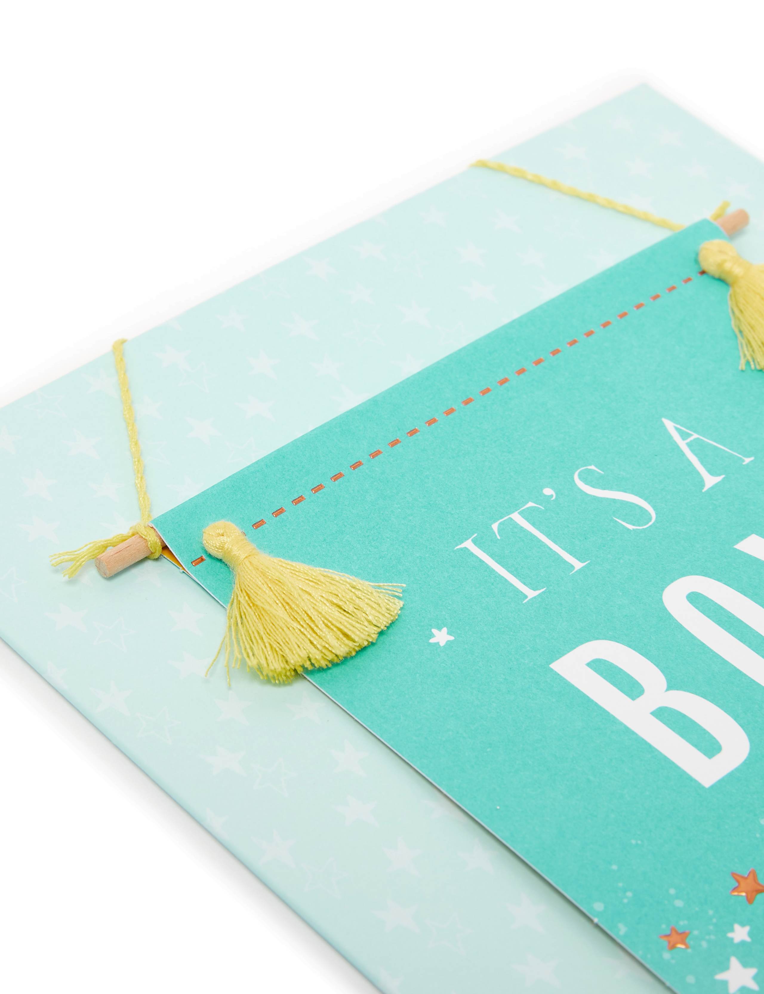 Birth Congratulations Card for a Boy - with Hanging Banner 4 of 5