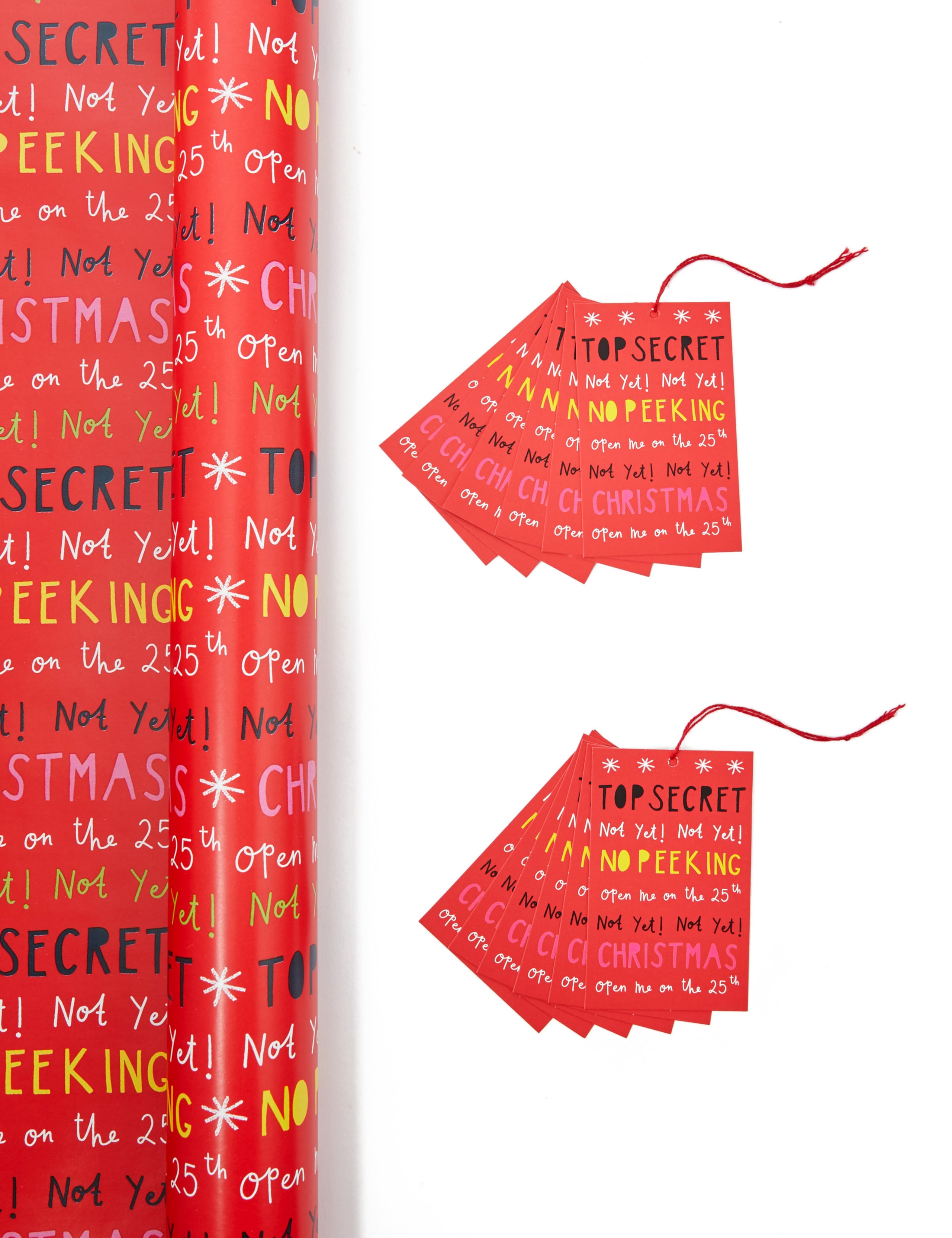 Text Jumbo Christmas Wrapping Paper 14m & 12 Gift Tags 1 of 2