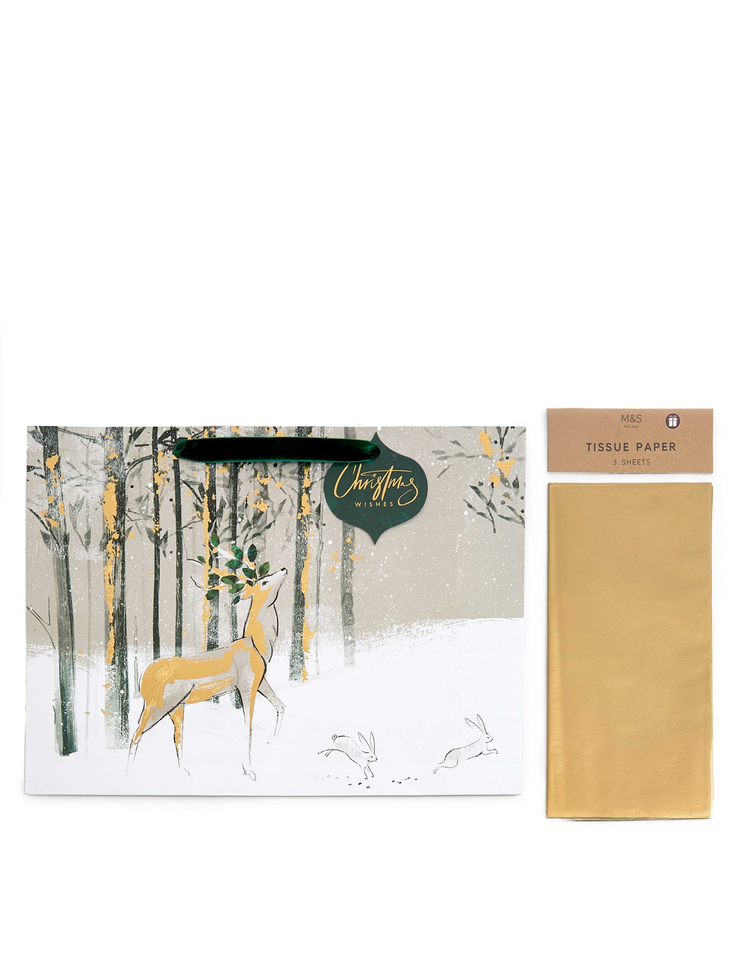 Large Stag Christmas Gift Bag with Tissue Paper 3 of 3