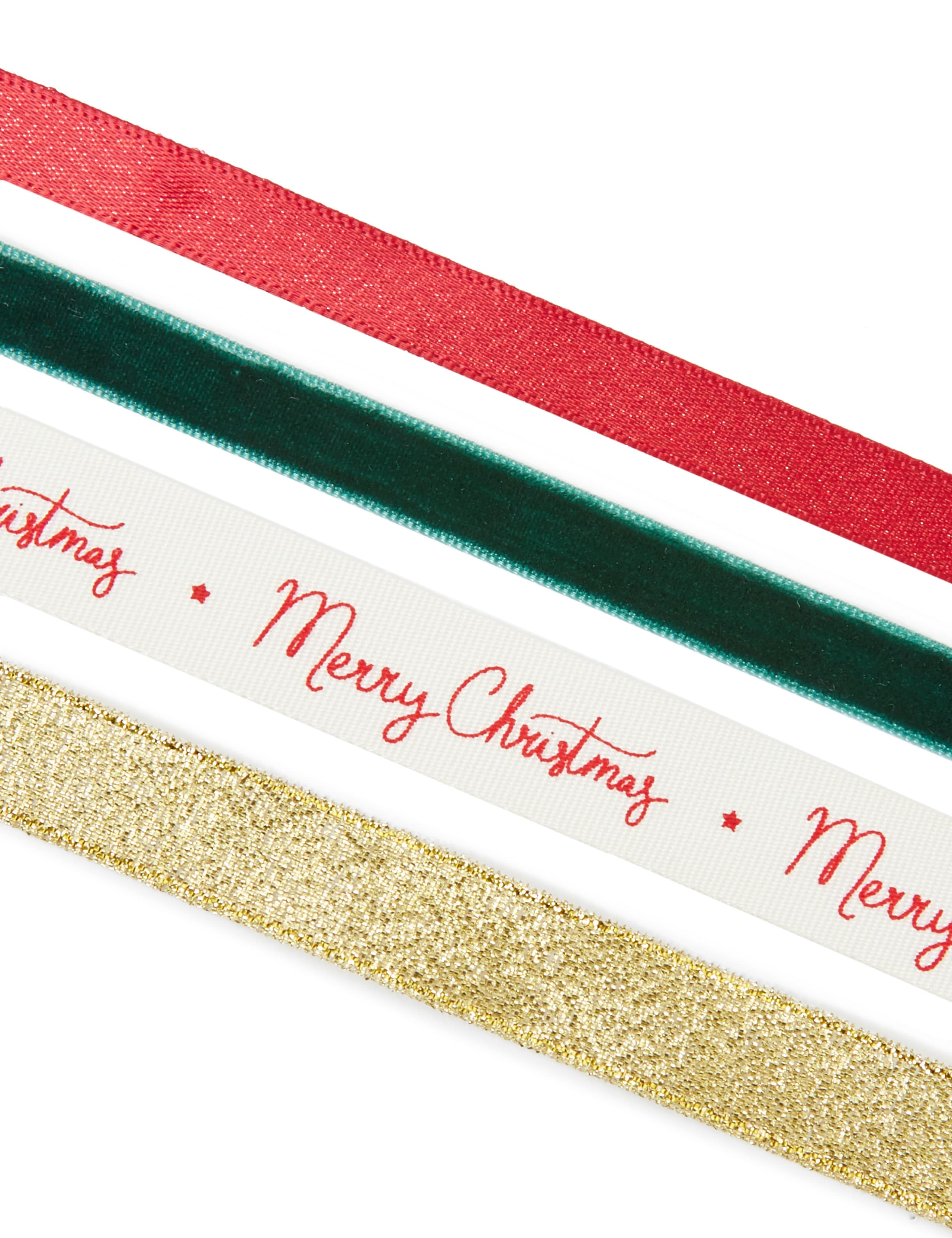 Red, White, Green & Gold Christmas Ribbon - 4 Pack (12.5m) 2 of 2
