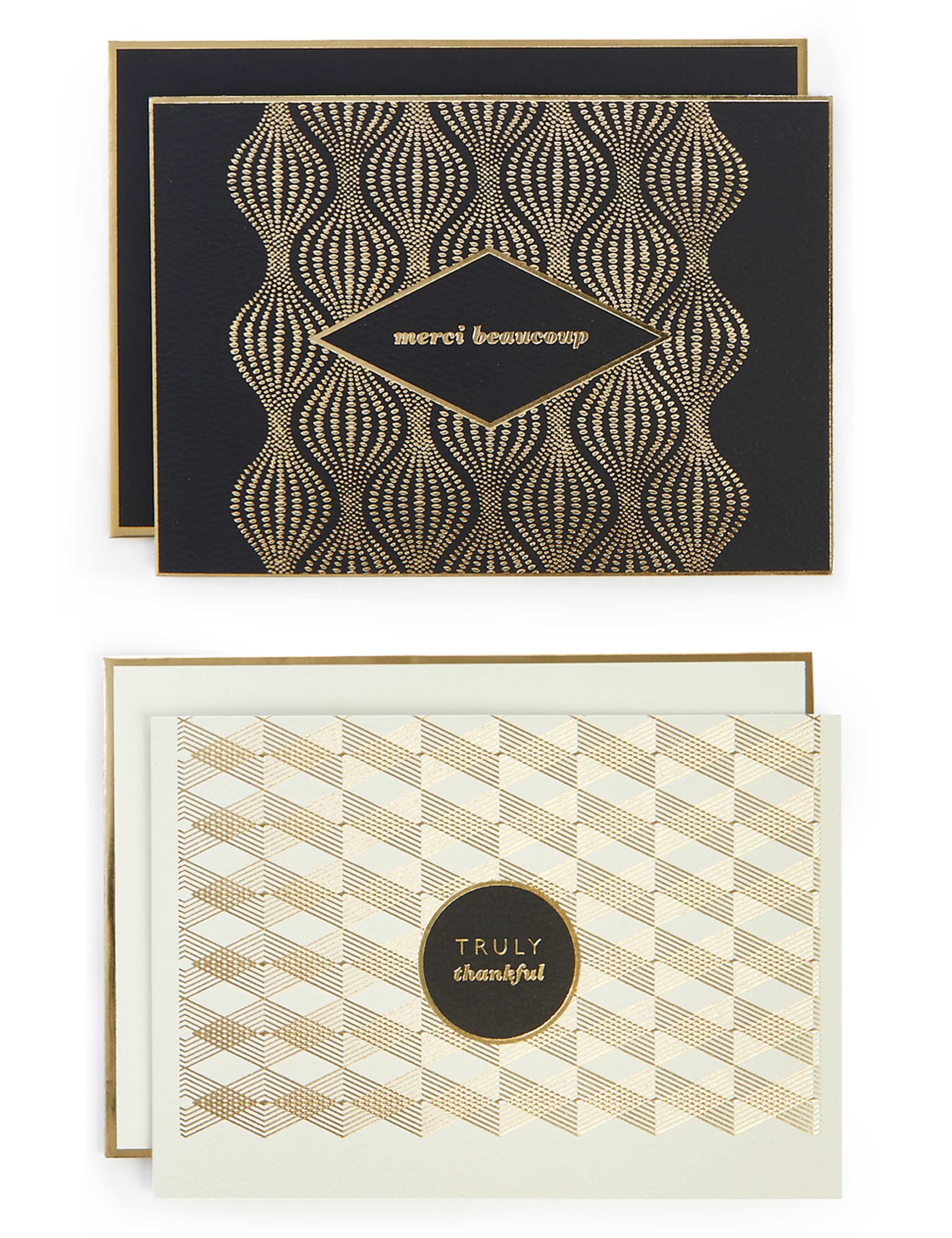 Pack of 8 Black & Cream Thank You Cards 1 of 5