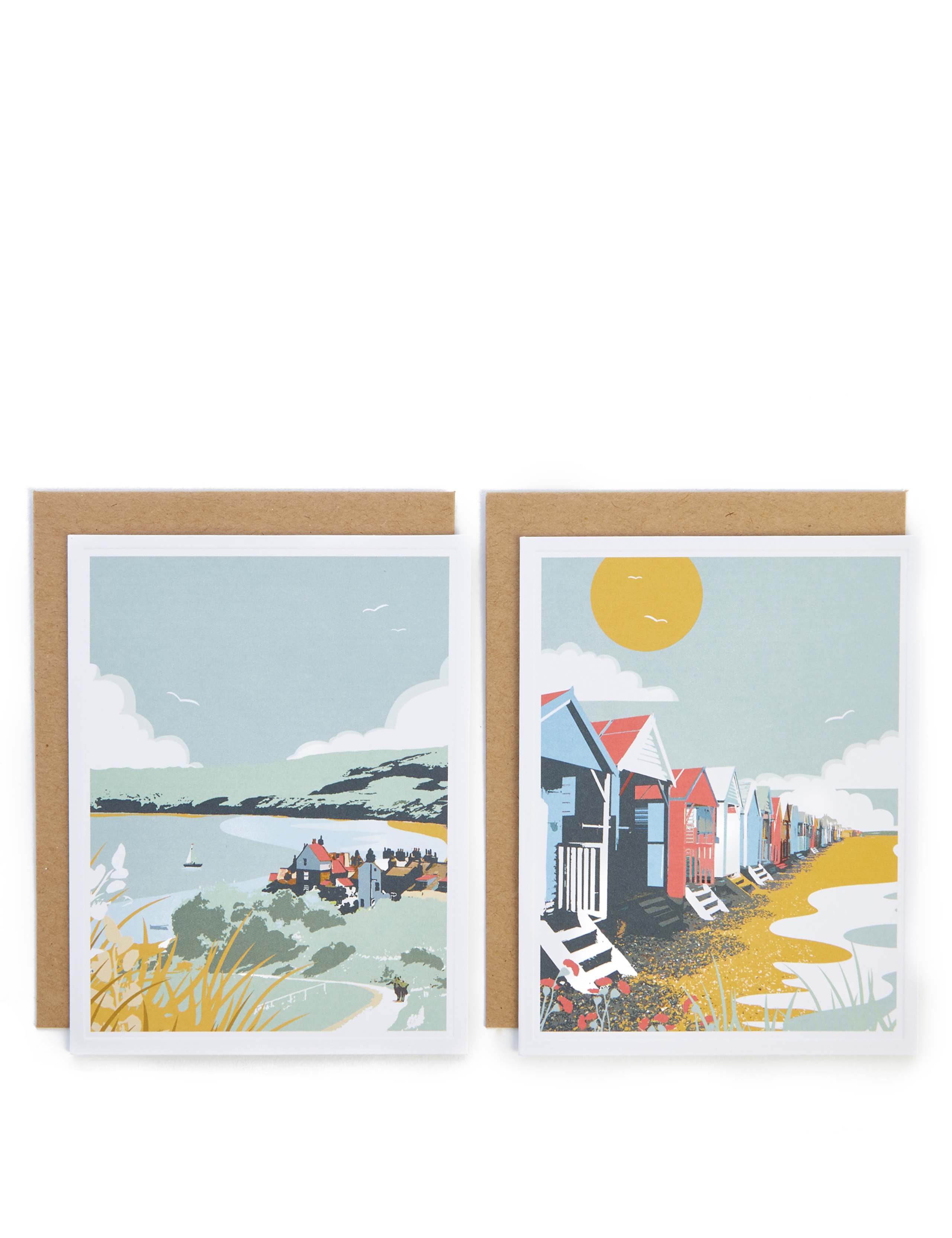 Pack of 8 Beach Scene Blank Cards 1 of 3