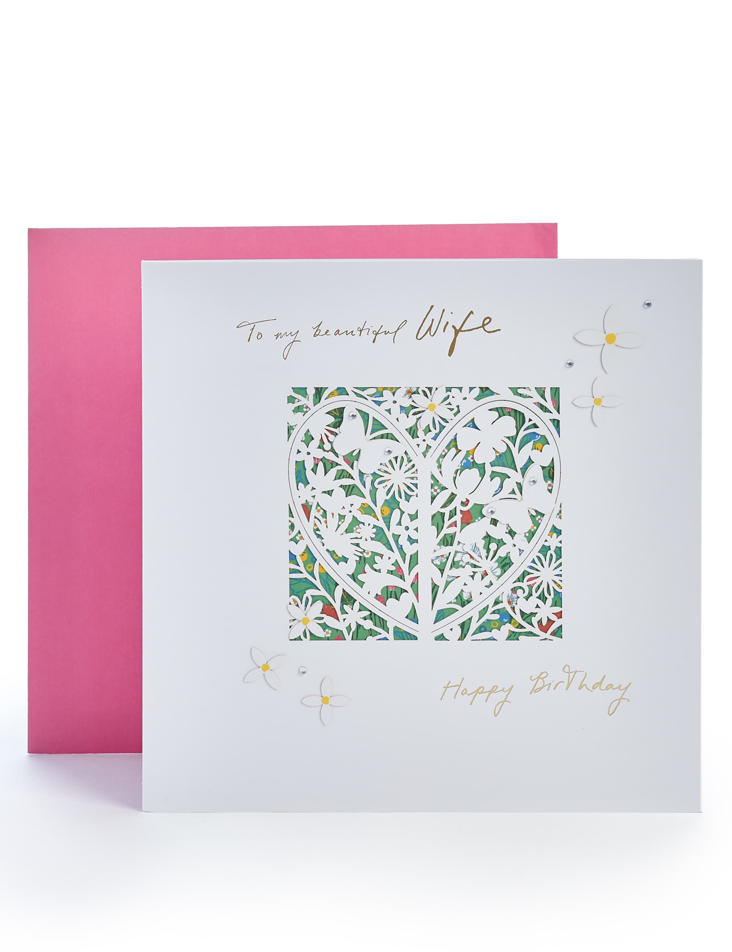 Wife Laser Cut Floral Birthday Card 1 of 3