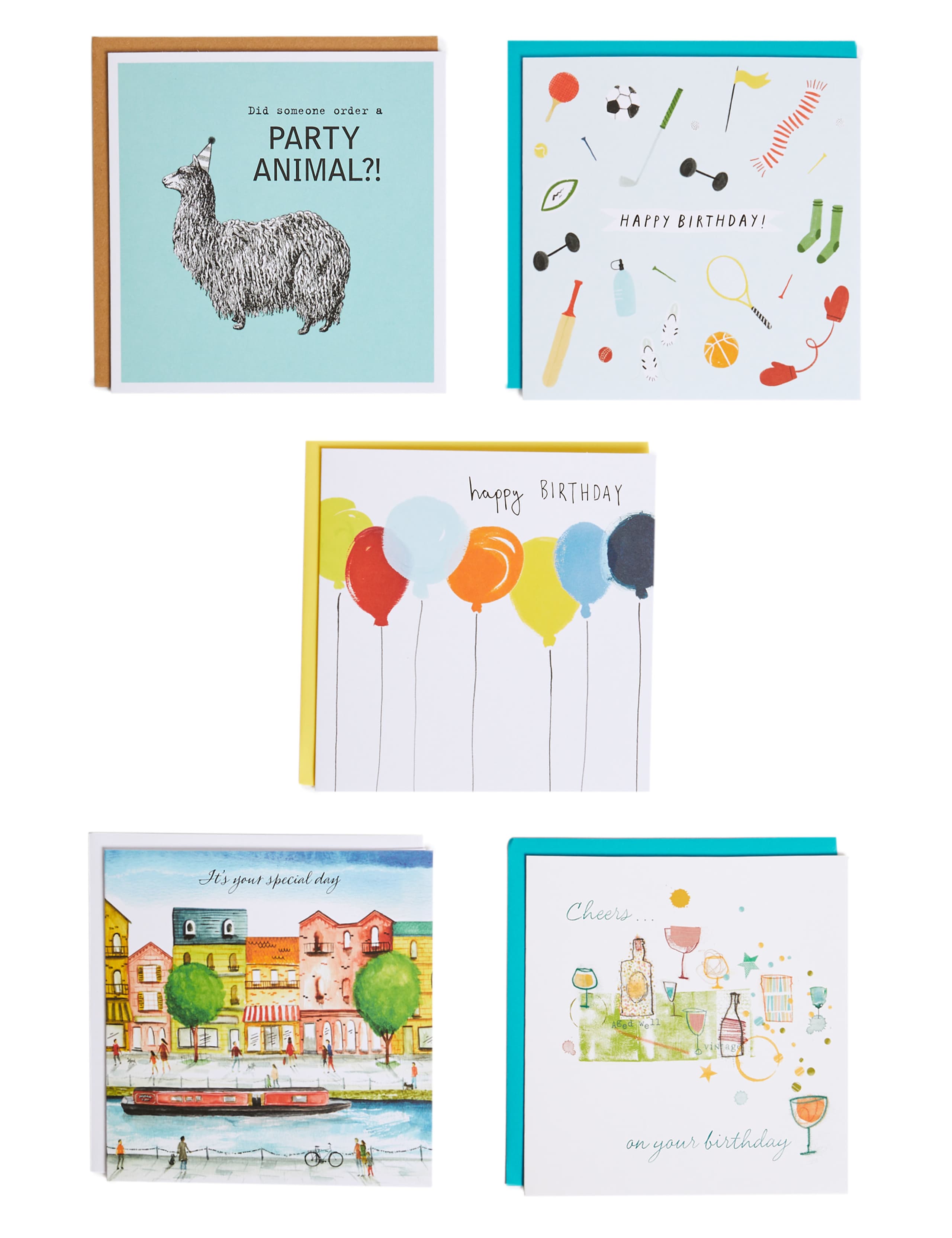 Pack of 5 Birthday Cards 1 of 6